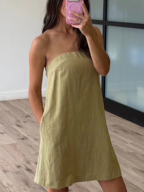 Alejandra Strapless Shift Dress | Sage