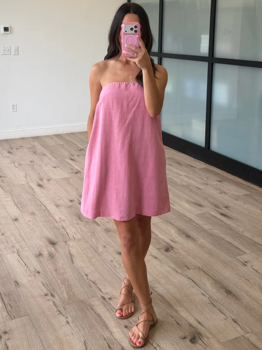 Alejandra Strapless Shift Dress | Rose