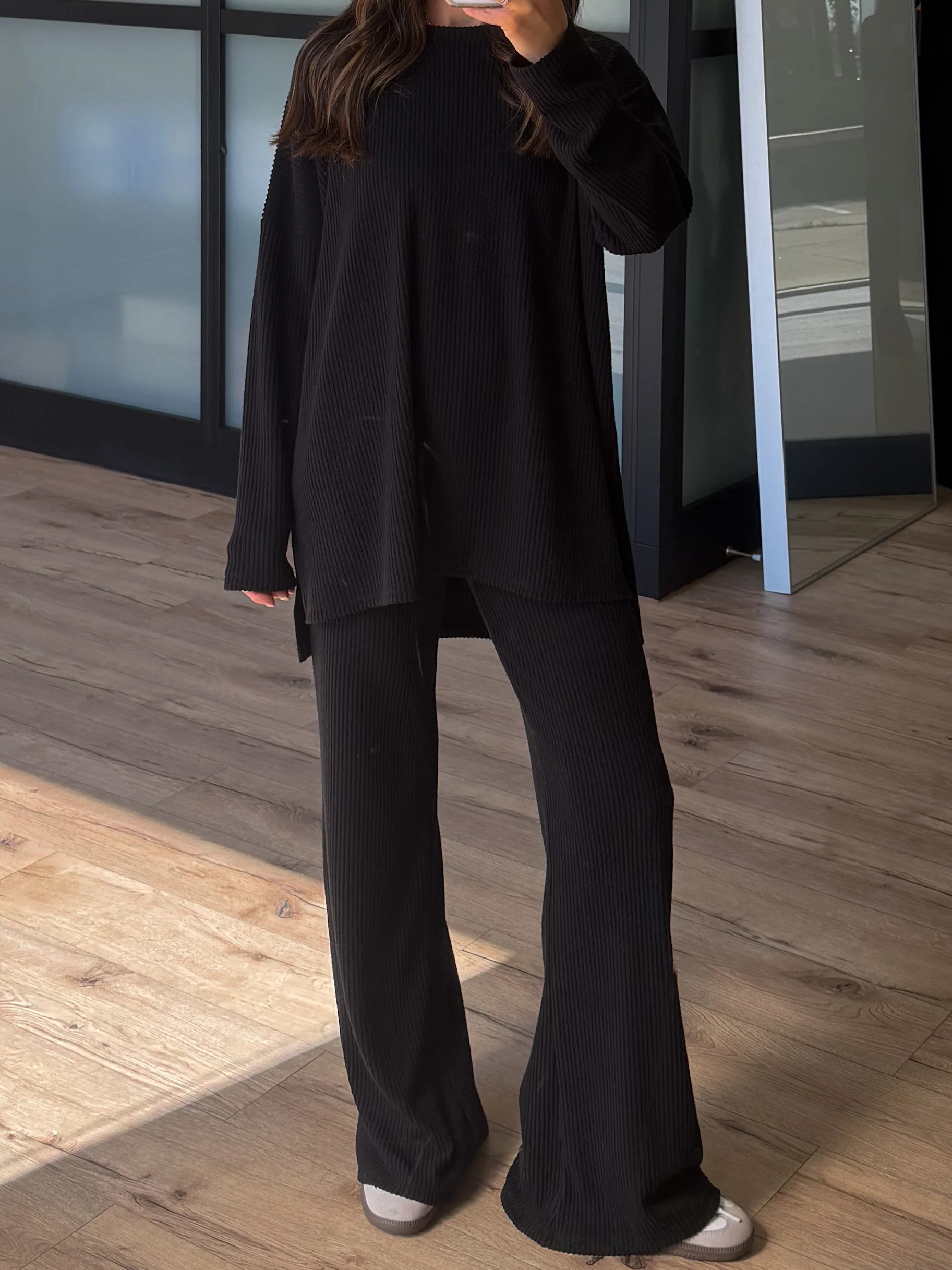 Always Cozy Ribbed Set | Black | +Plus Available