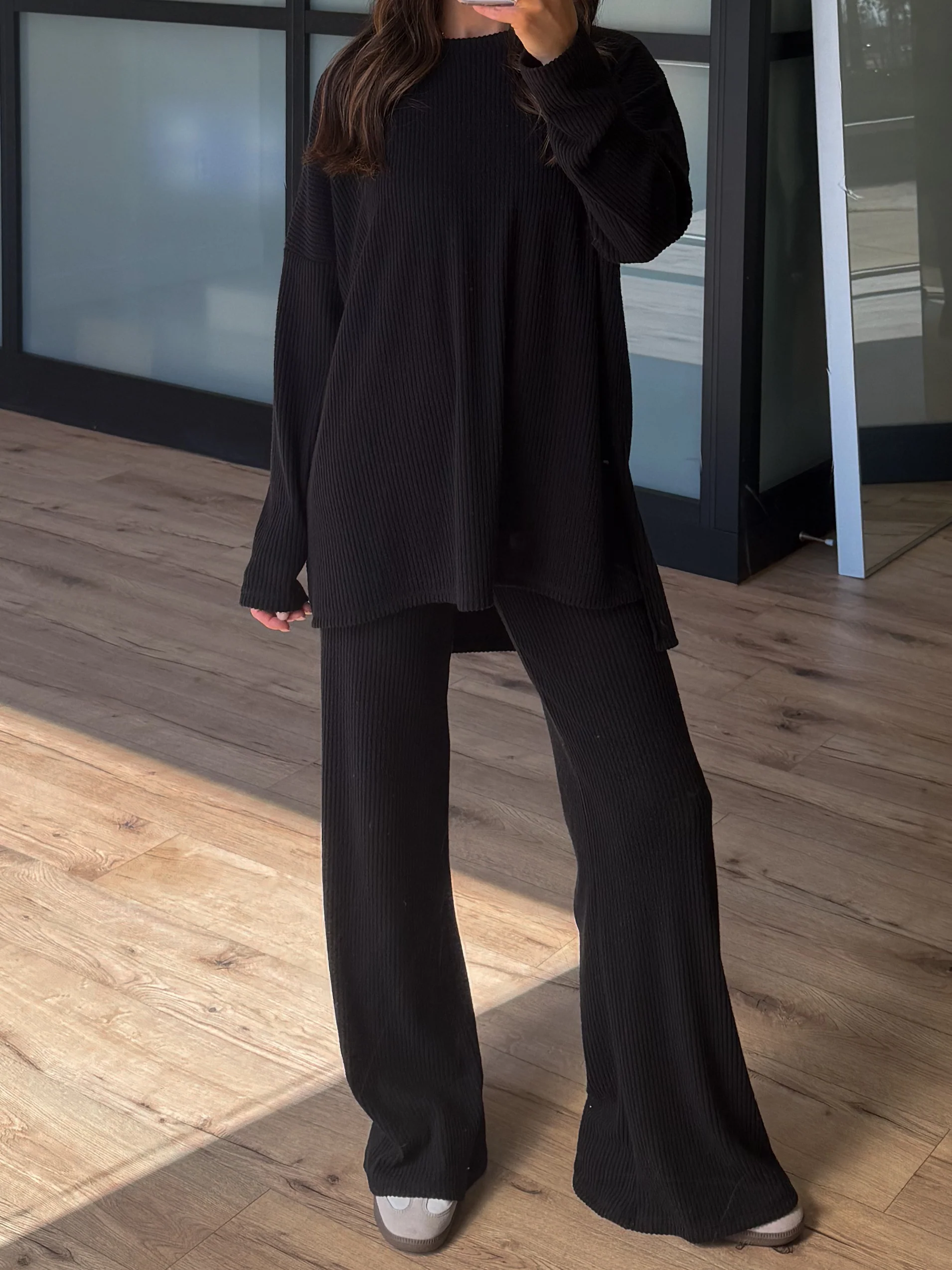 Always Cozy Ribbed Set | Black | +Plus Available - Image 2