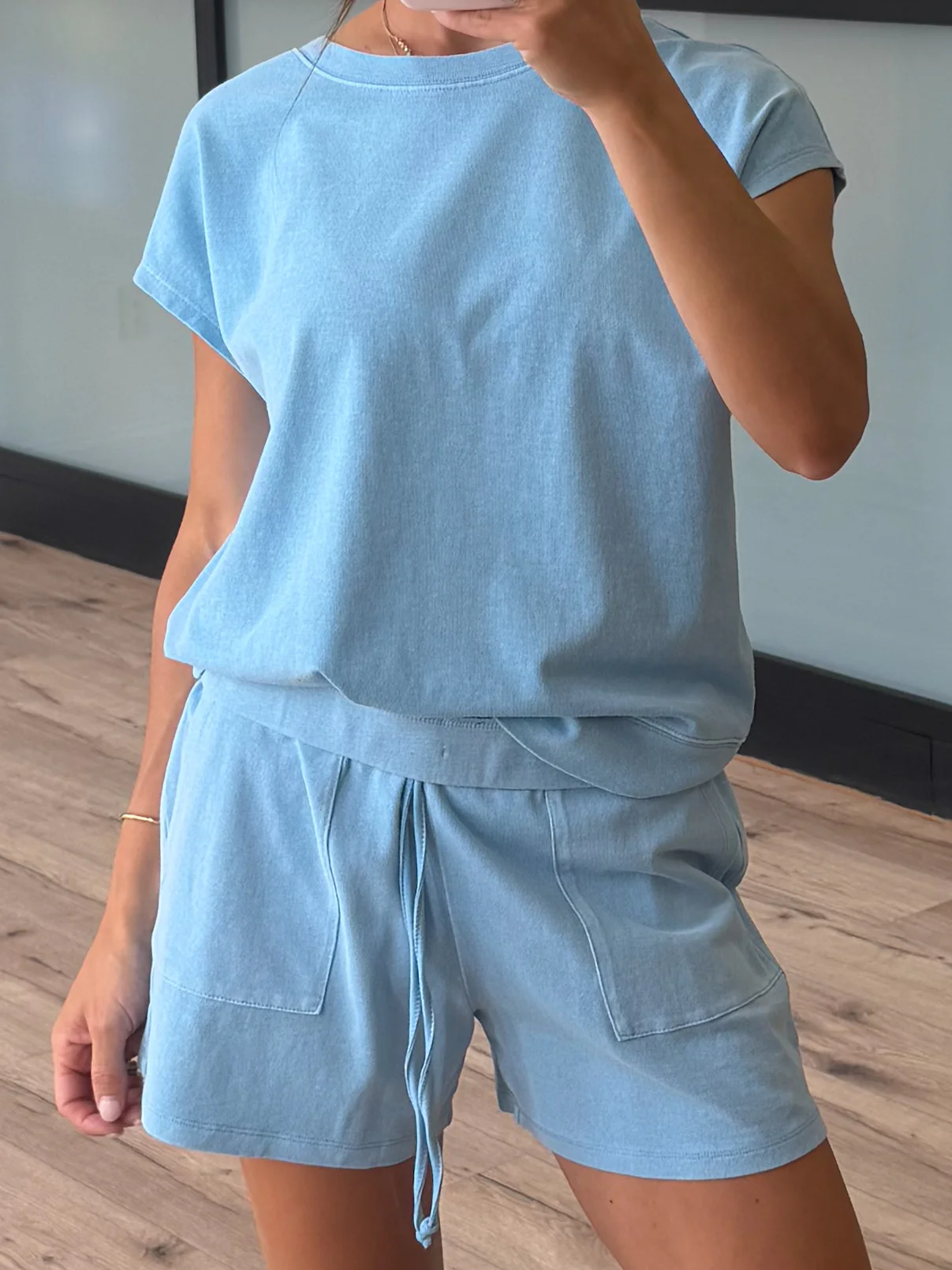 At Home Tee + Shorts Set | Sky Blue