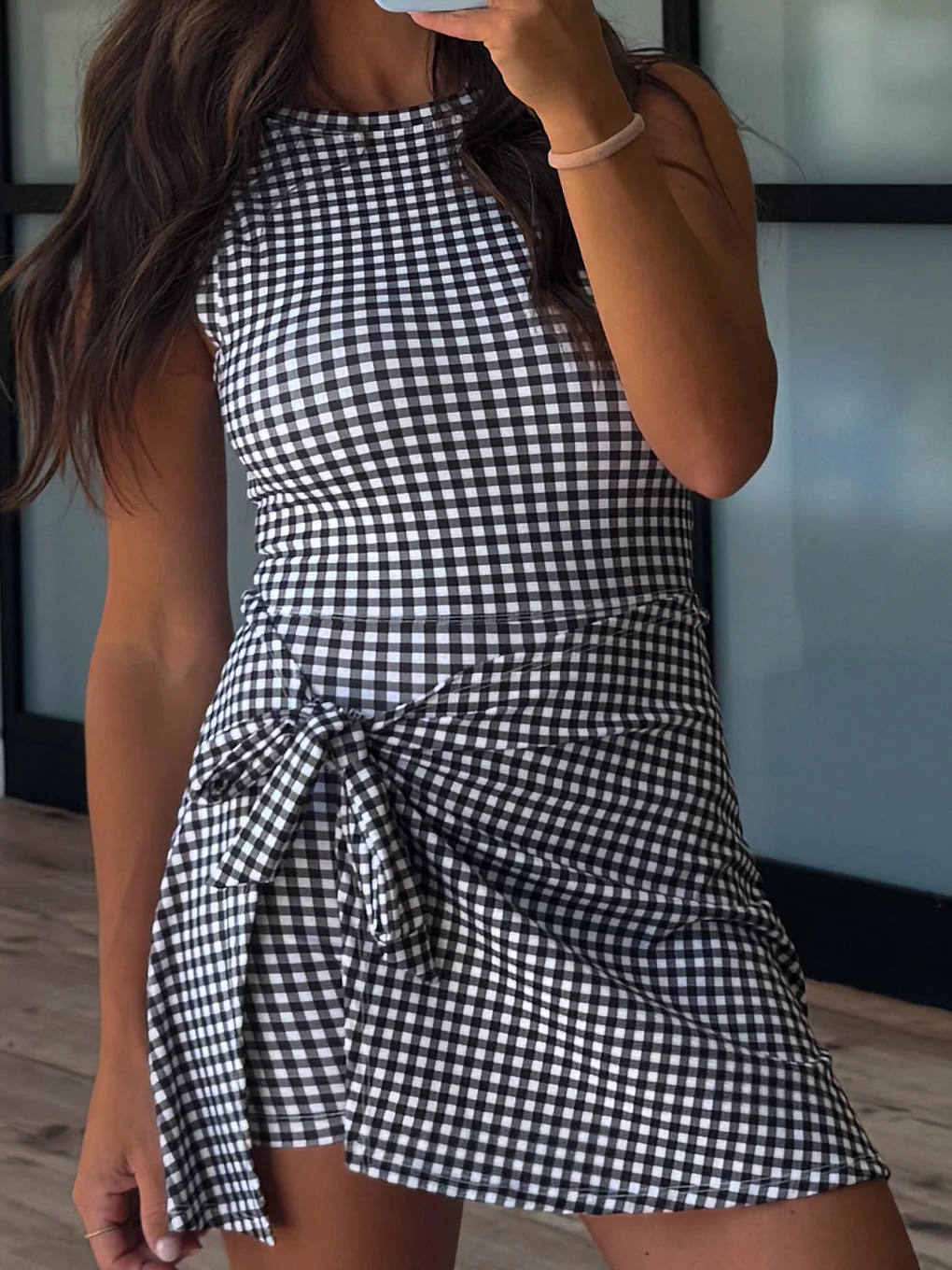 Gingham Active Wrap Romper | Black