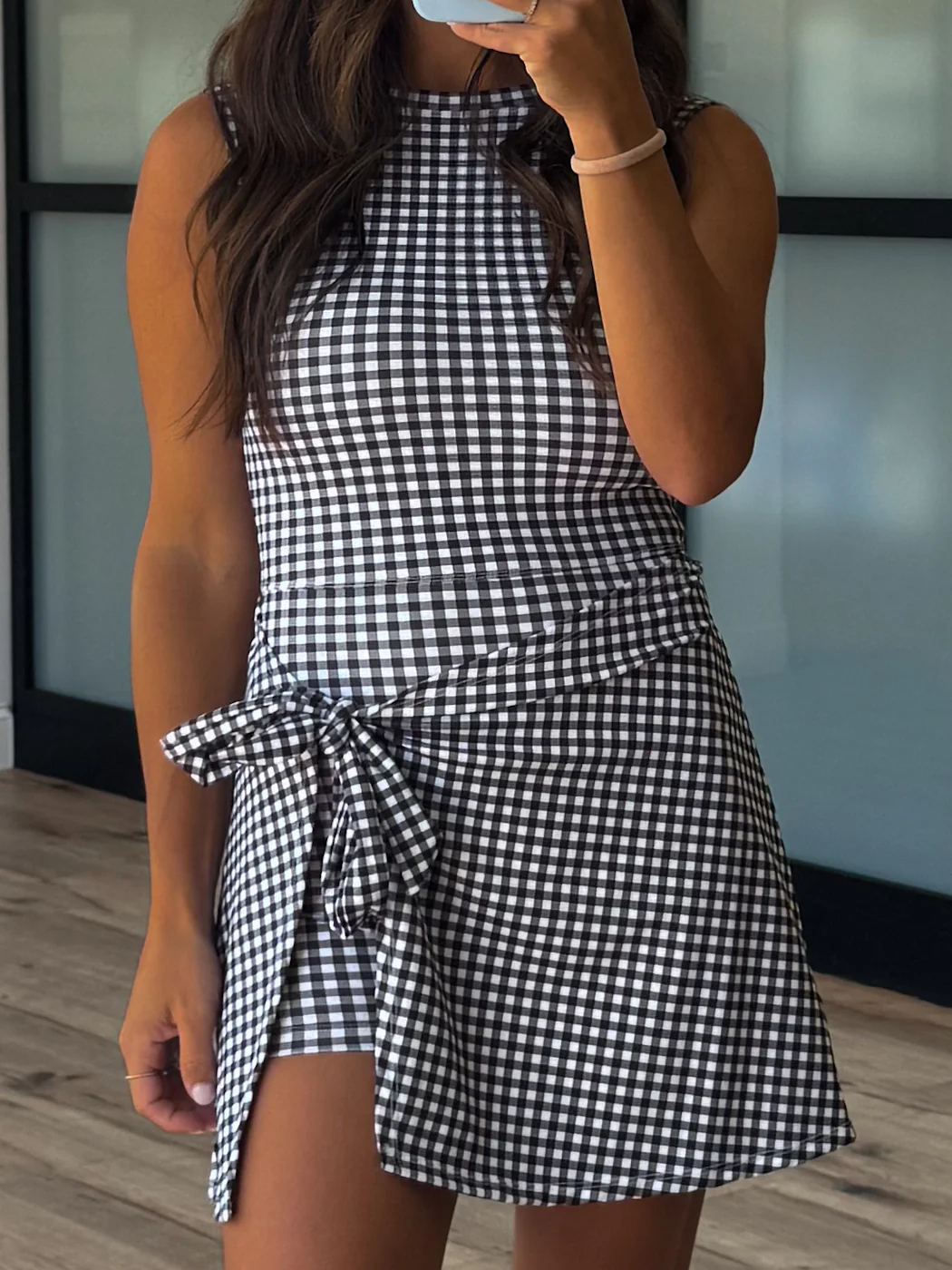 Gingham Active Wrap Romper | Black - Image 2