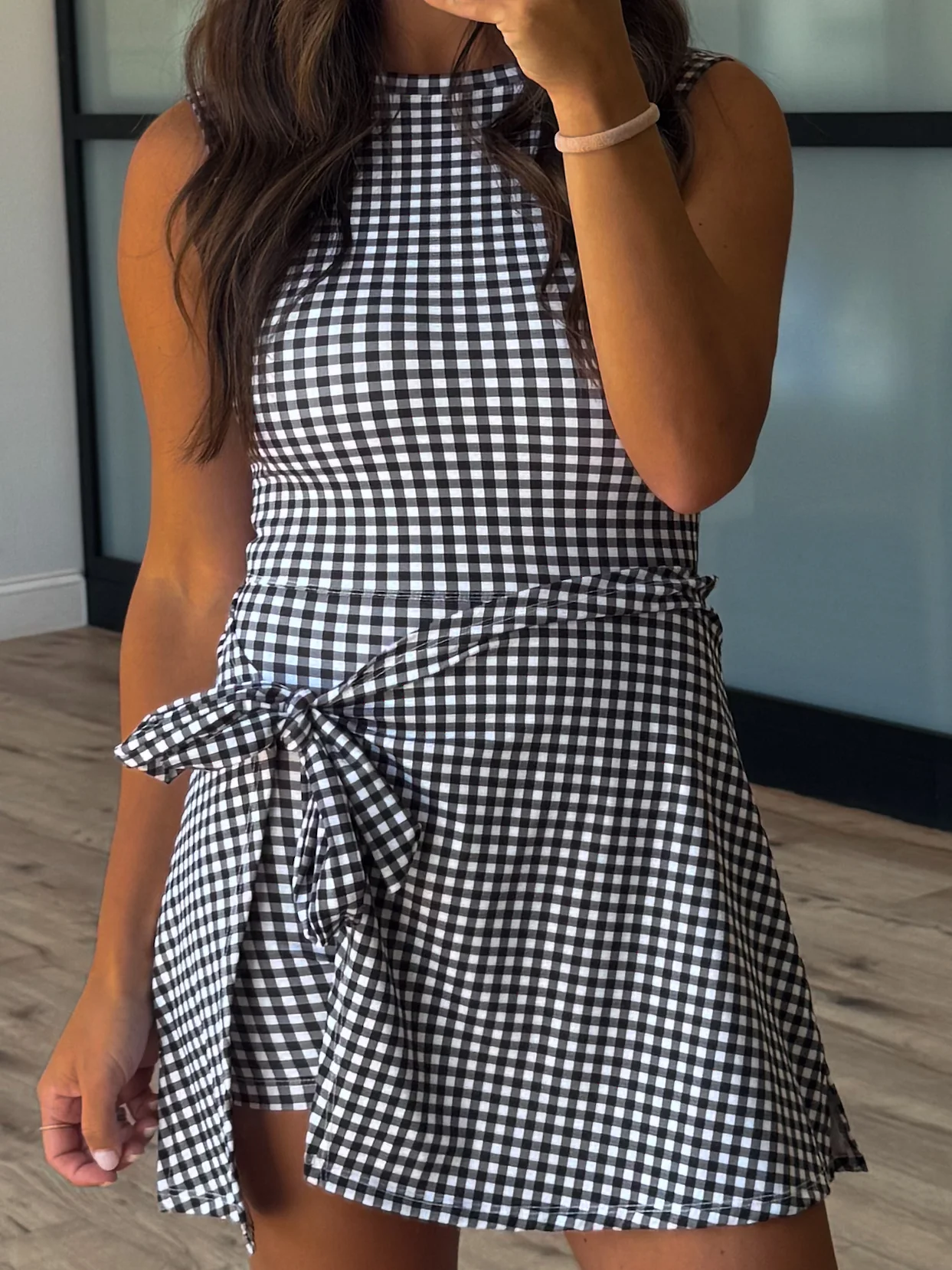 Gingham Active Wrap Romper | Black - Image 3