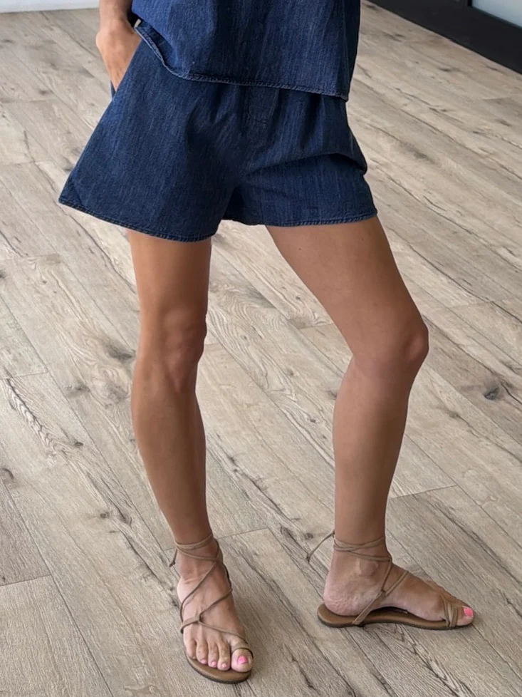 Avielle Denim Elastic Shorts