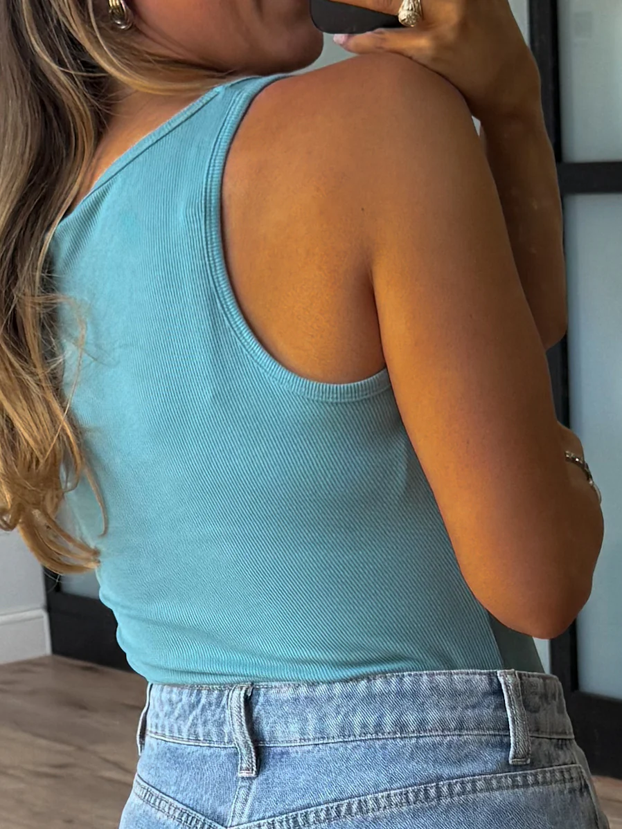Base Ribbed Tank | Teal - Image 3