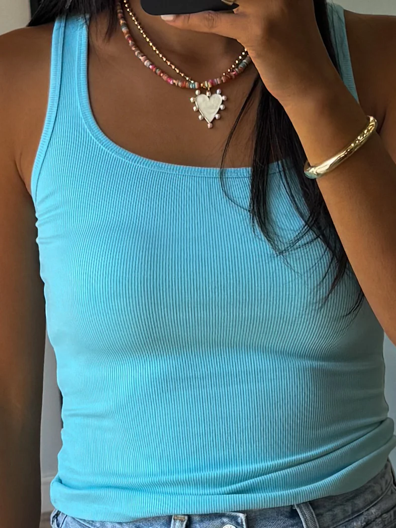 Base Ribbed Tank | Turquoise