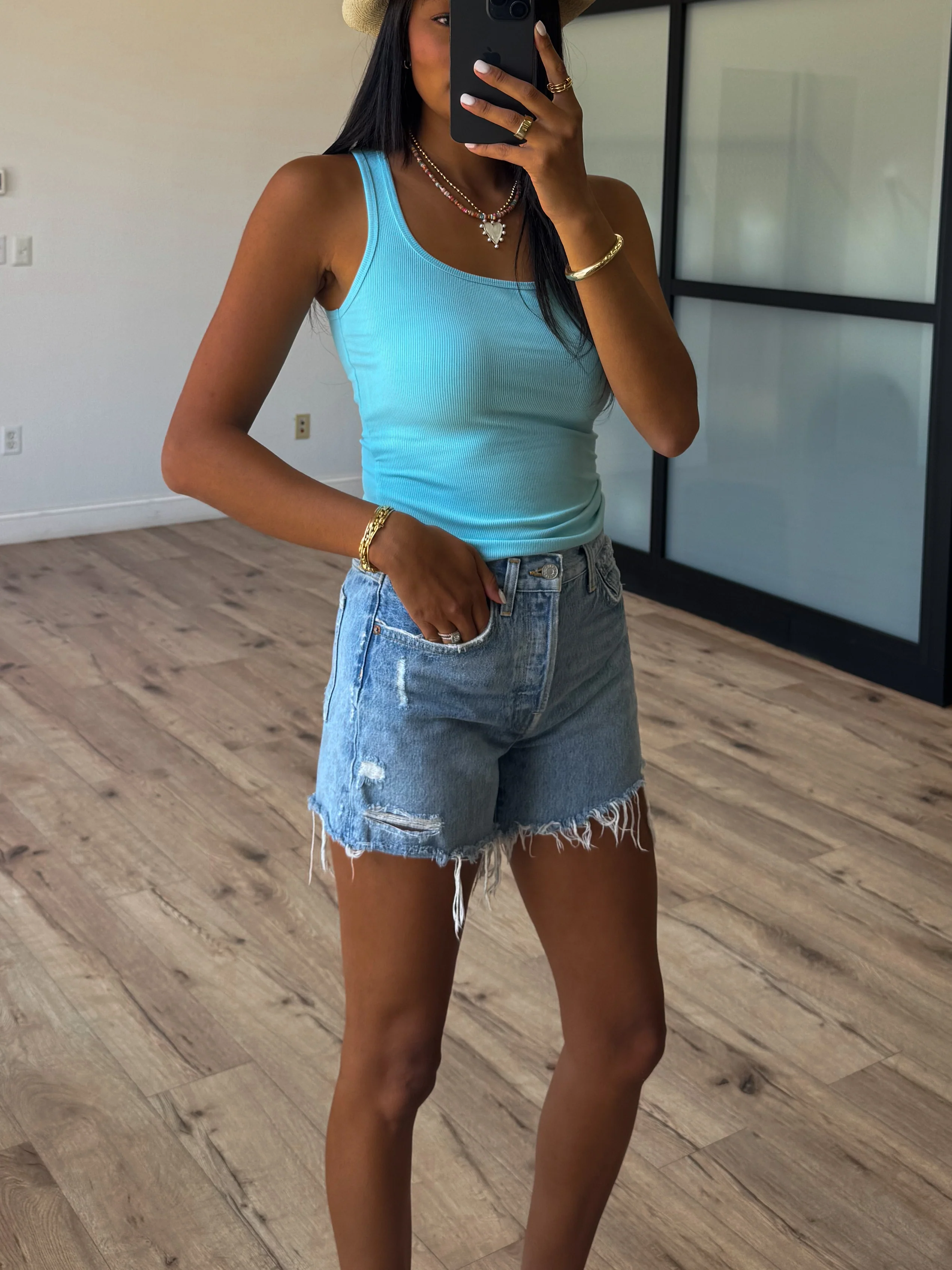 Base Ribbed Tank | Turquoise - Image 4