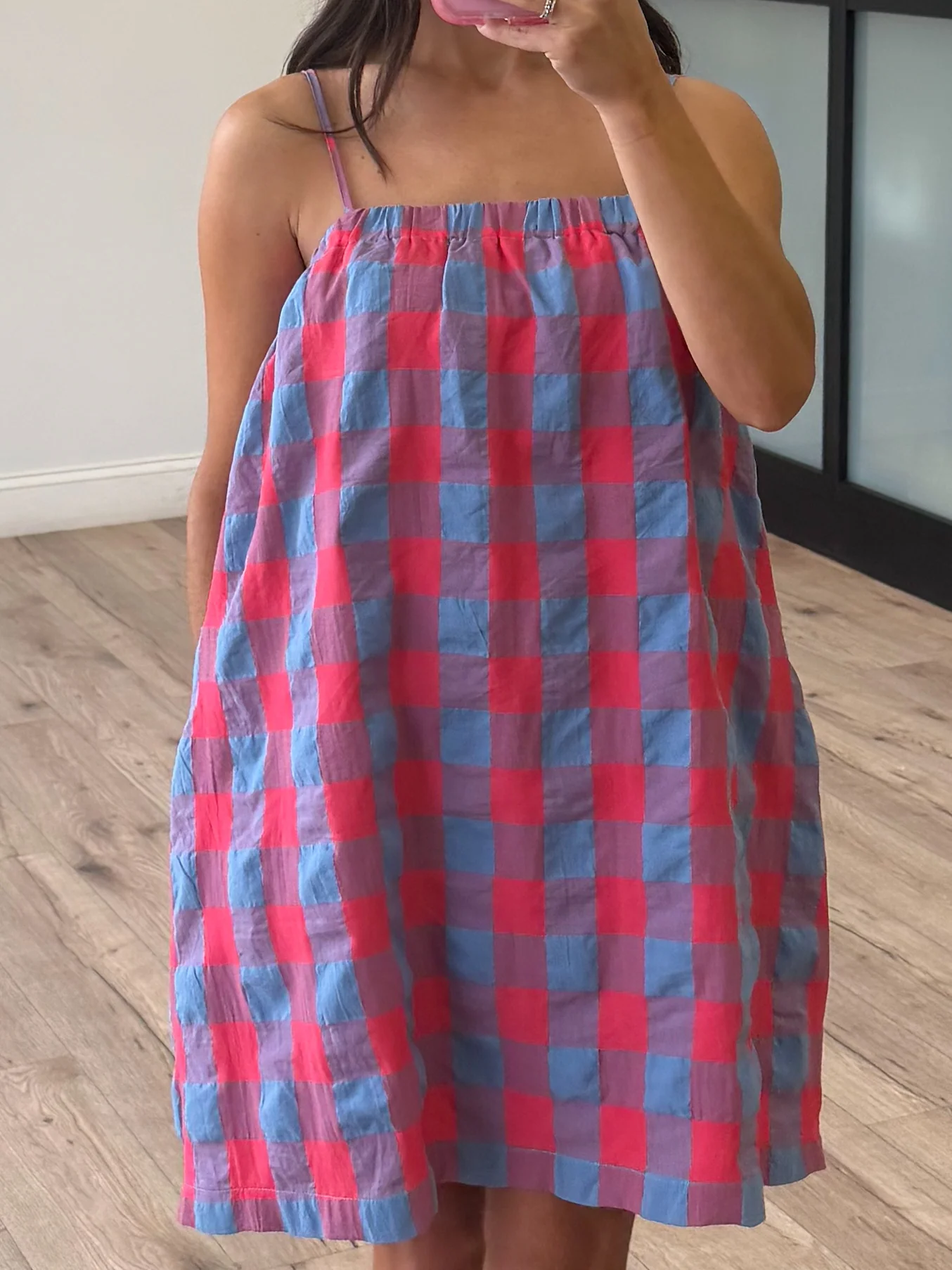 Berry Stand Checkered Dress - Image 2