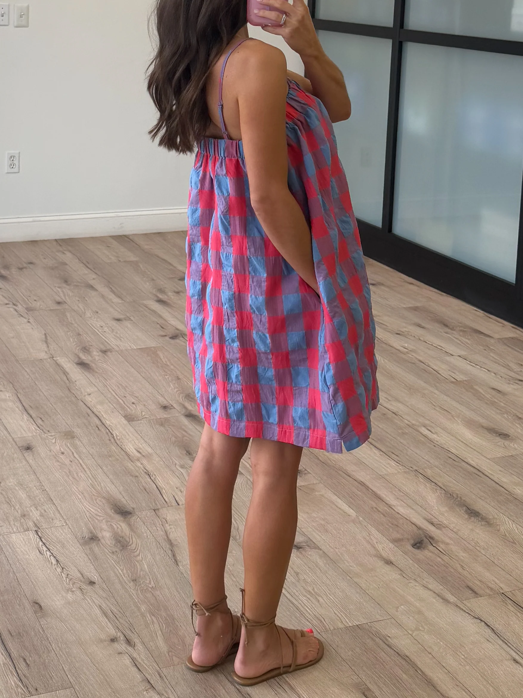 Berry Stand Checkered Dress - Image 3