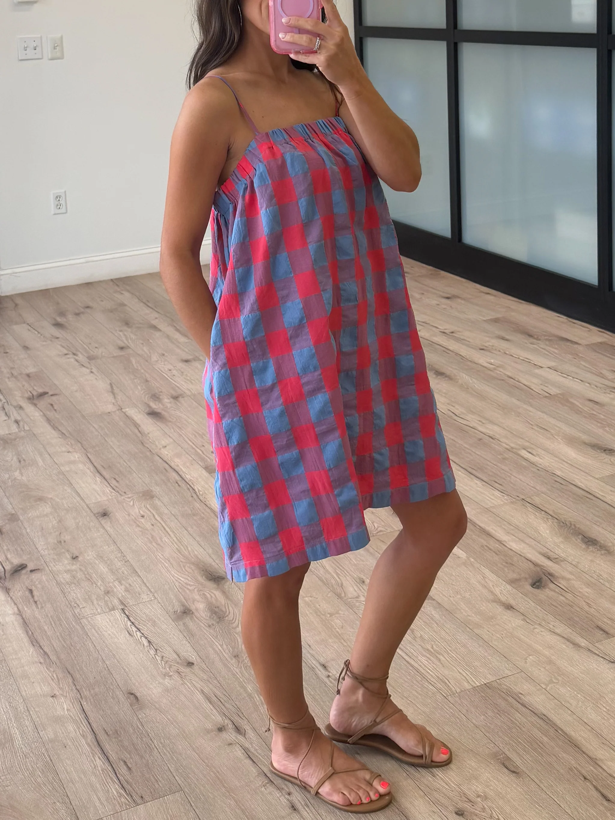 Berry Stand Checkered Dress - Image 4