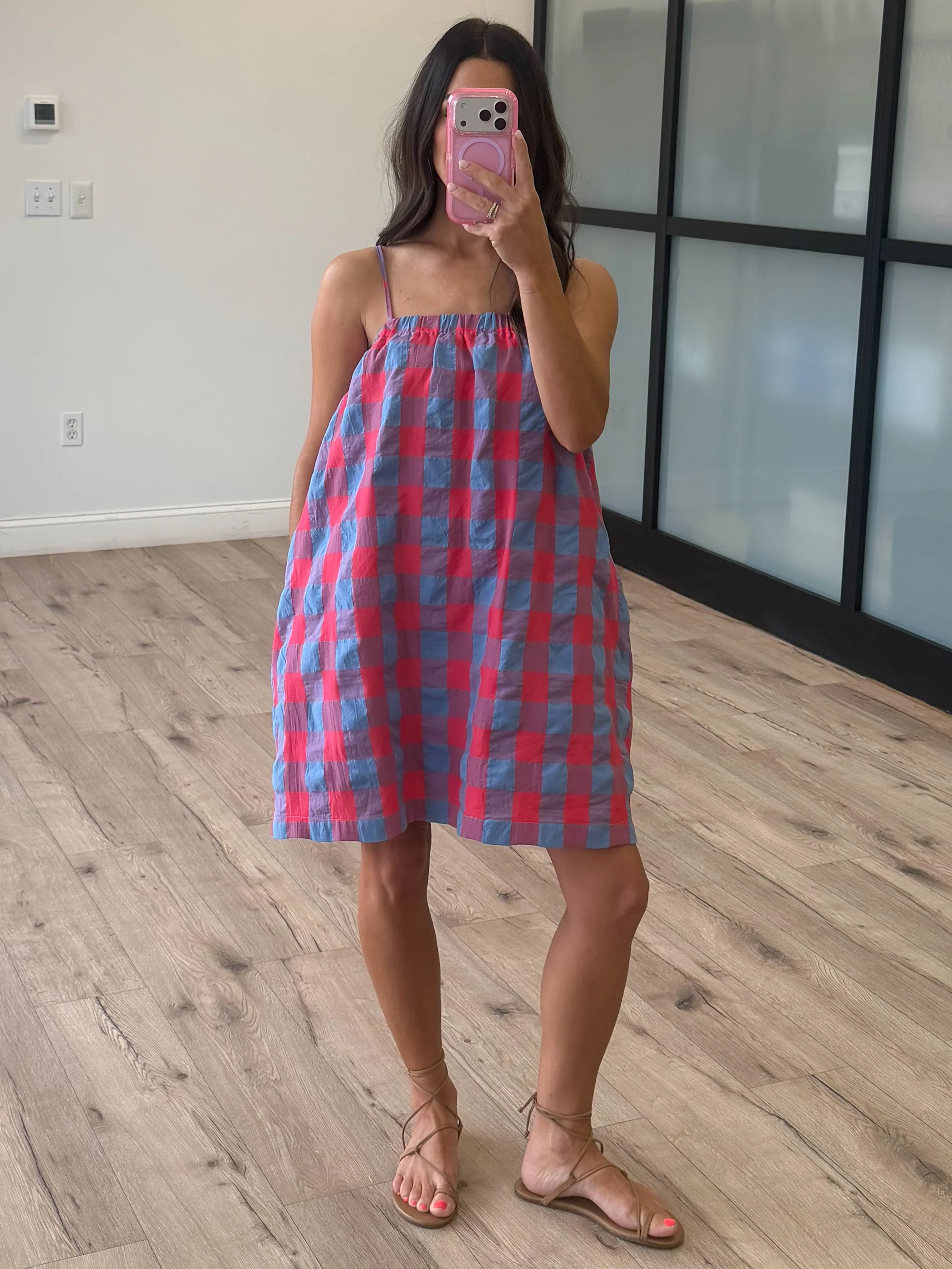 Berry Stand Checkered Dress - Image 5
