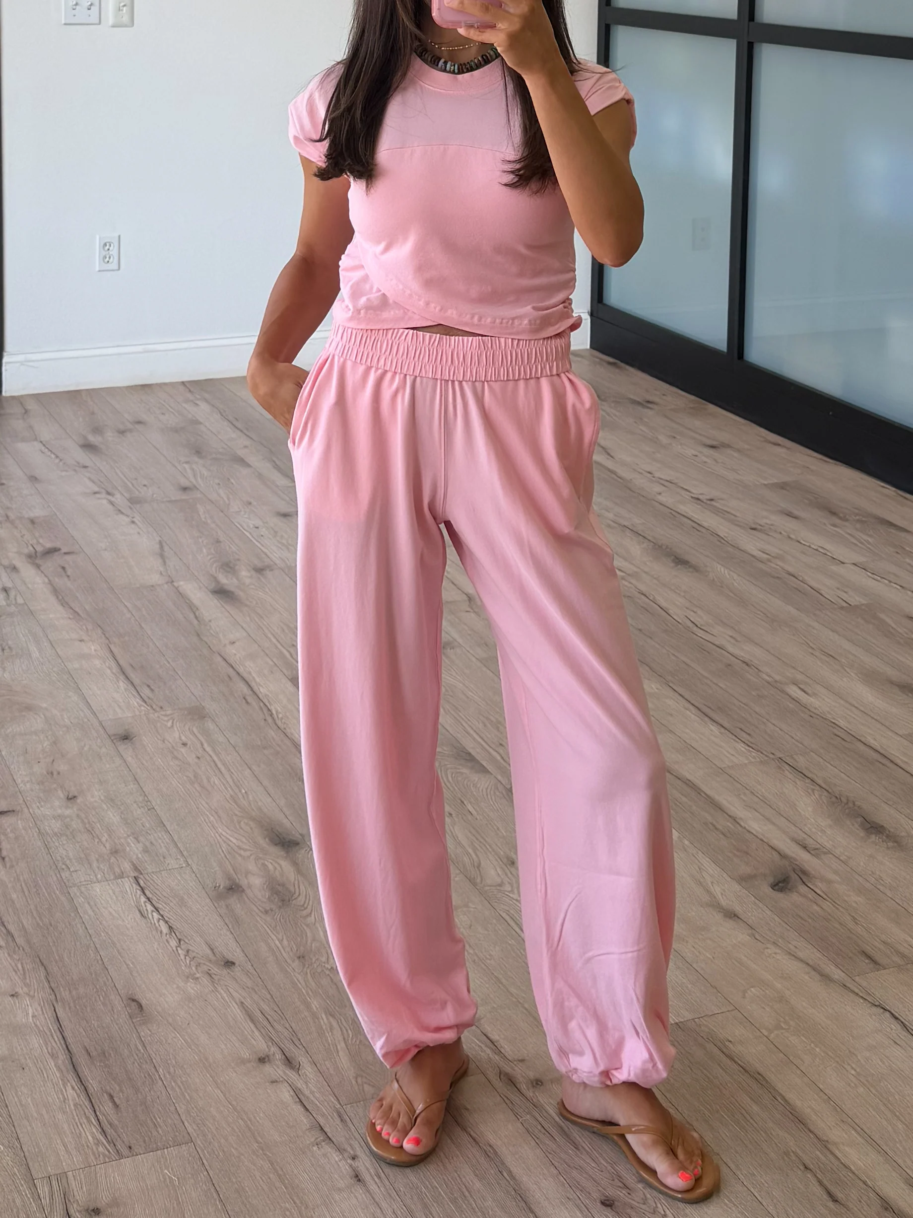 Birdie Crossover Two Piece Set | Ballet Pink