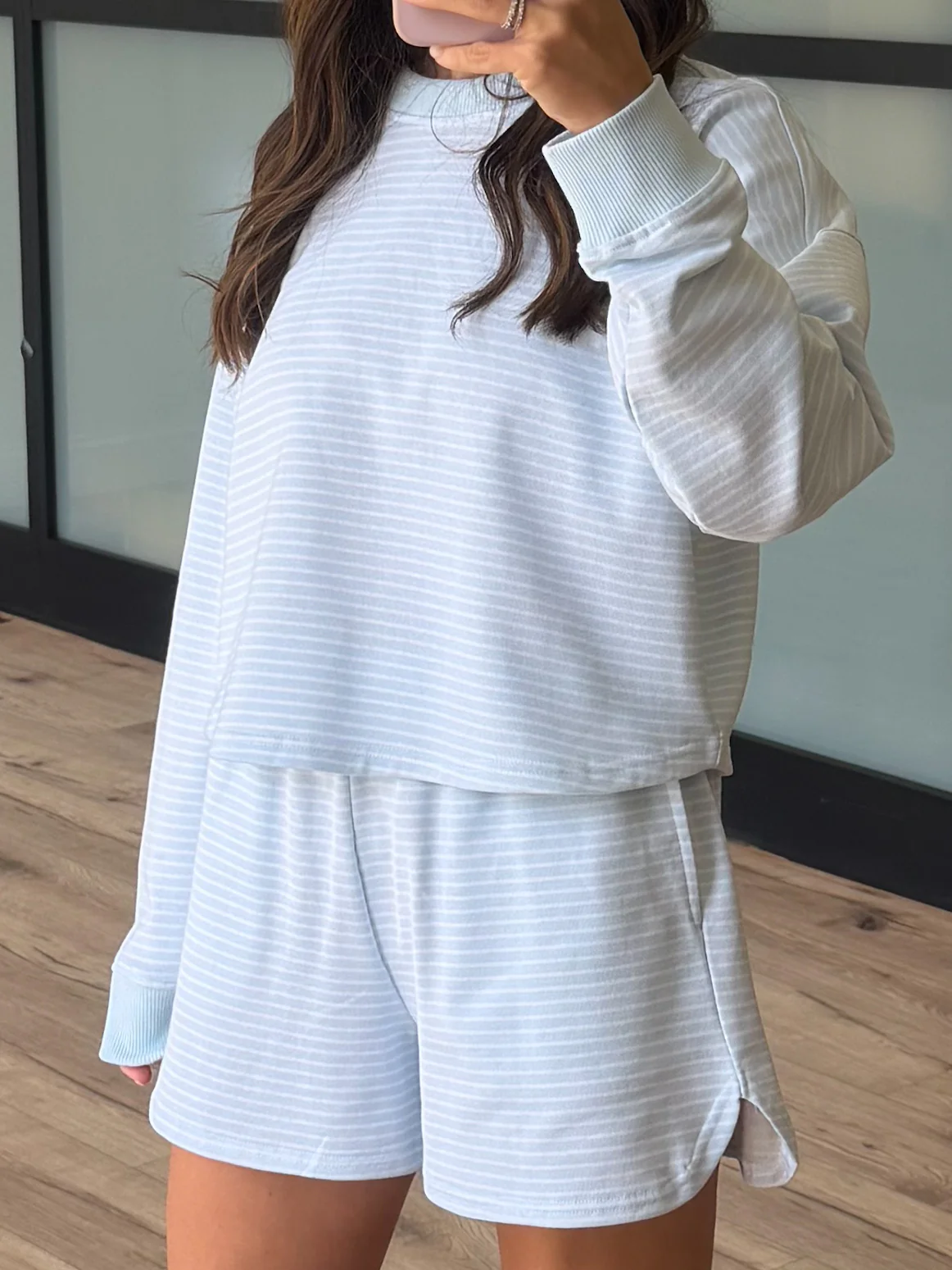 Boardwalk Stripe Crew Set | Pale Blue - Image 2