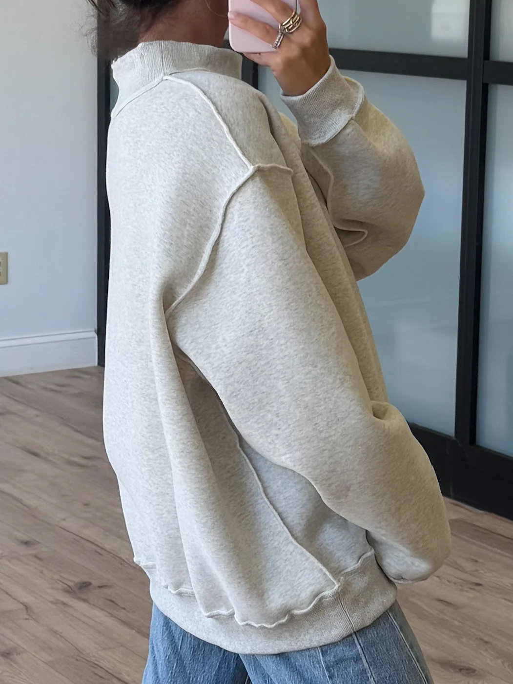 Inside-Out Mock Neck Sweatshirt | Grey - Image 3