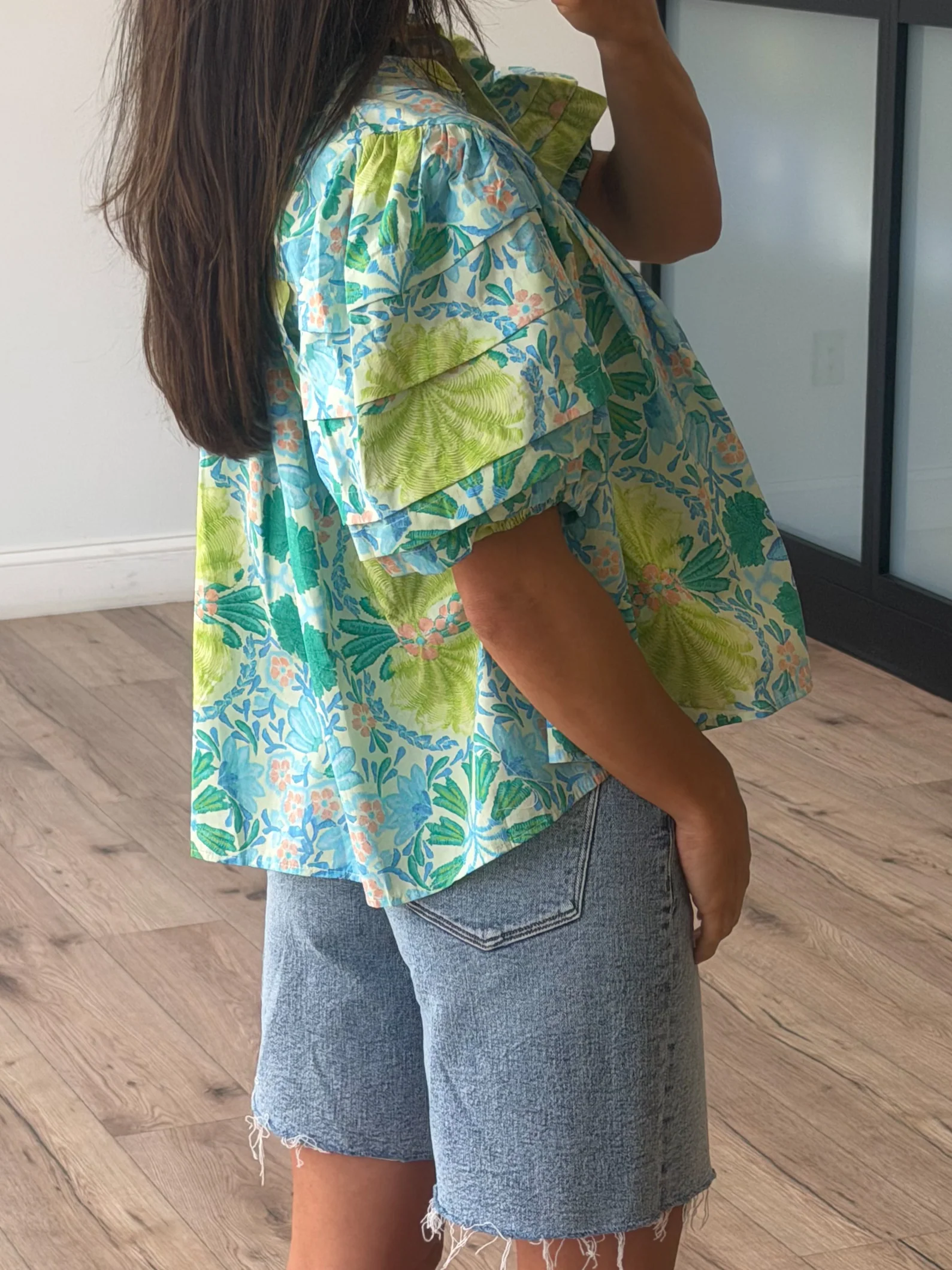 Copacabana Puff Sleeve Blouse | Tropical Laguna - Image 2