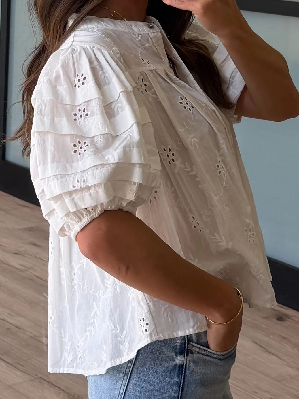 Copacabana Puff Sleeve Blouse | White Willow - Image 4
