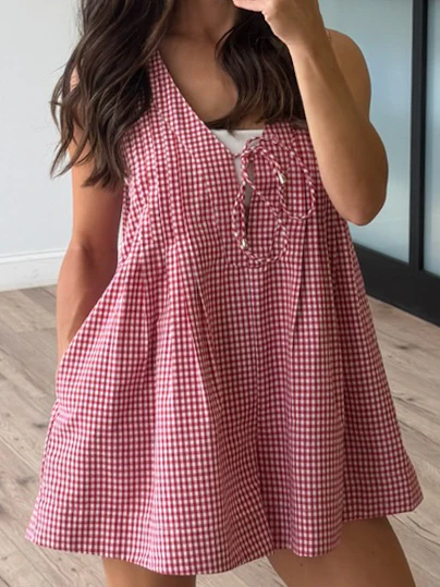 Backroads Gingham Romper - Image 4