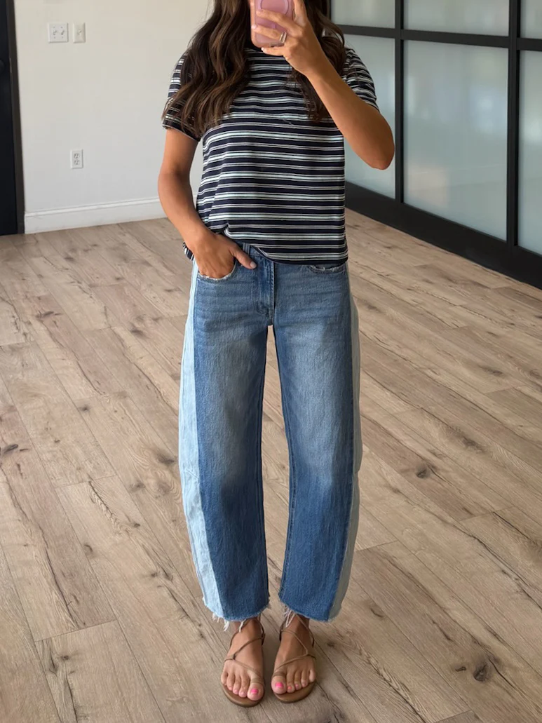 Dual Tone Barrel Jeans | RESTOCK - Image 8