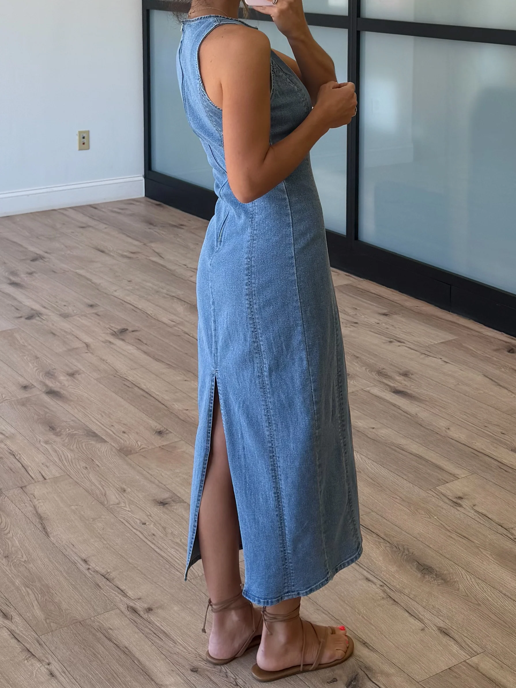 Denim Divine Midi Dress | Light Wash - Image 2