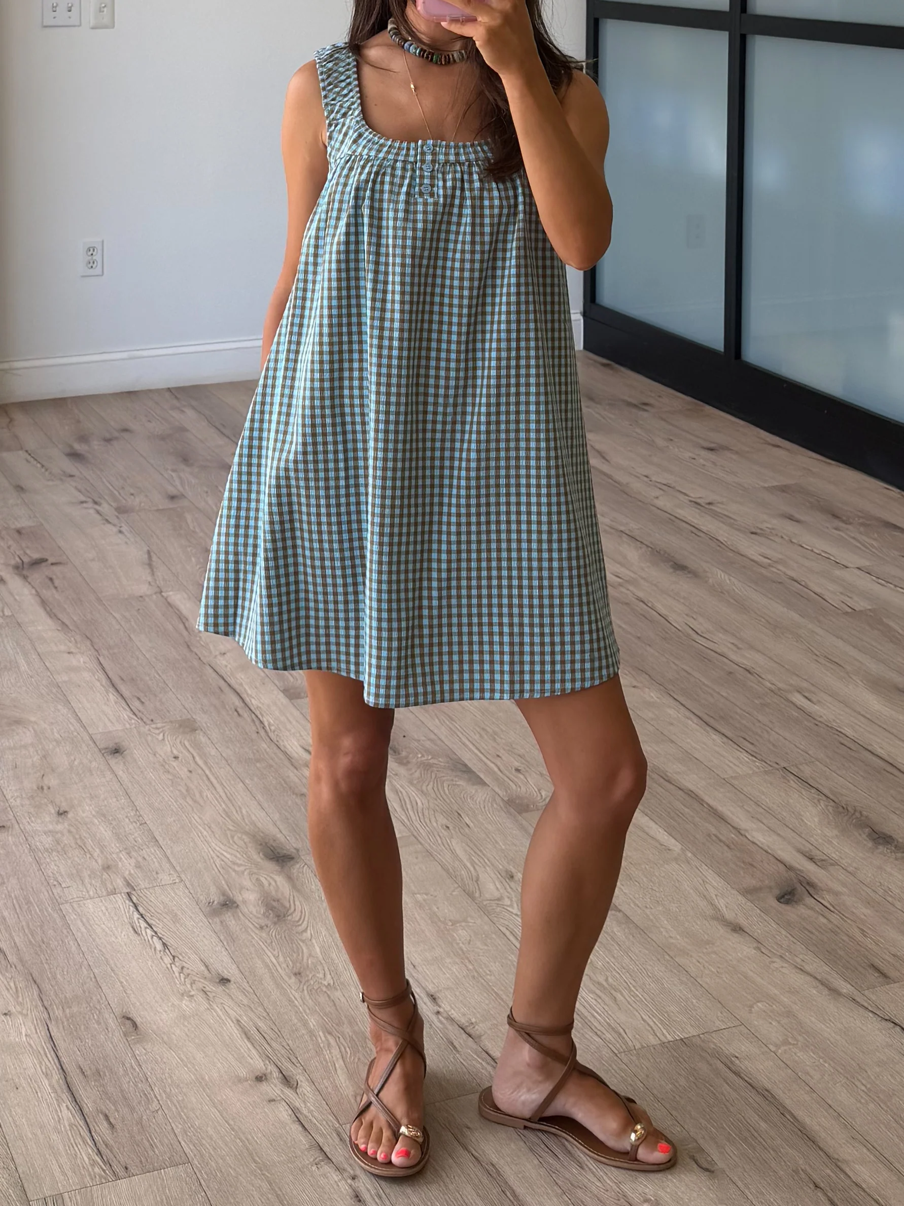 Derby Gingham Swing Dress | Coastal - Image 2