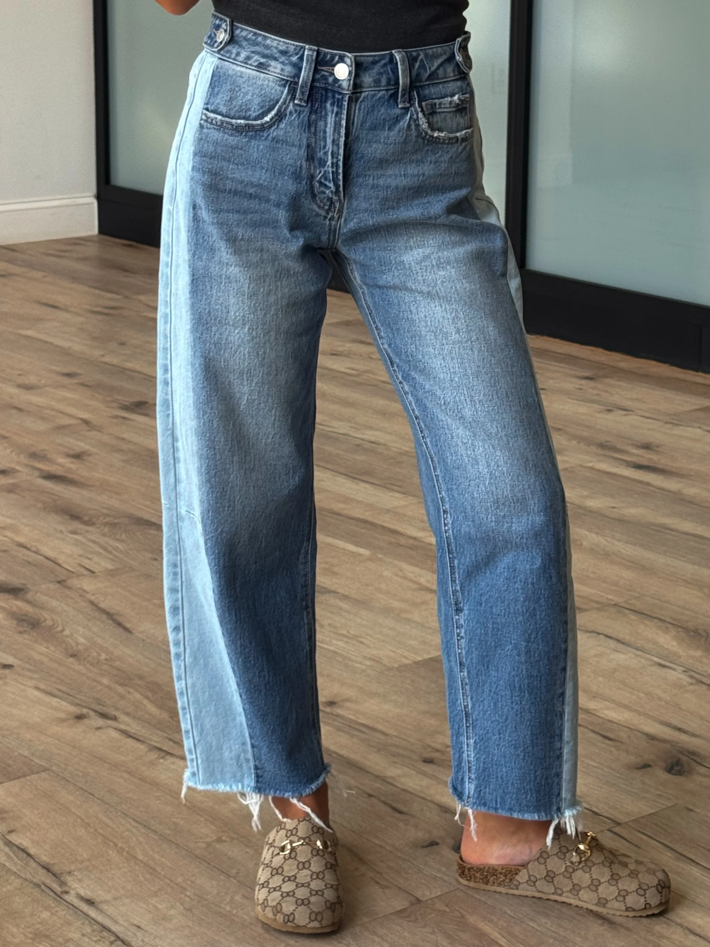 Dual Tone Barrel Jeans | RESTOCK - Image 18