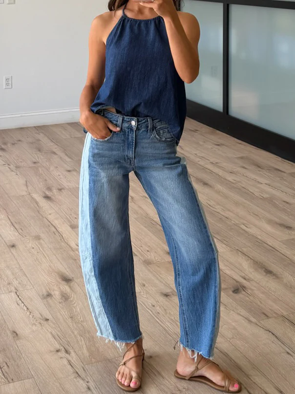 Dual Tone Barrel Jeans | RESTOCK - Image 4