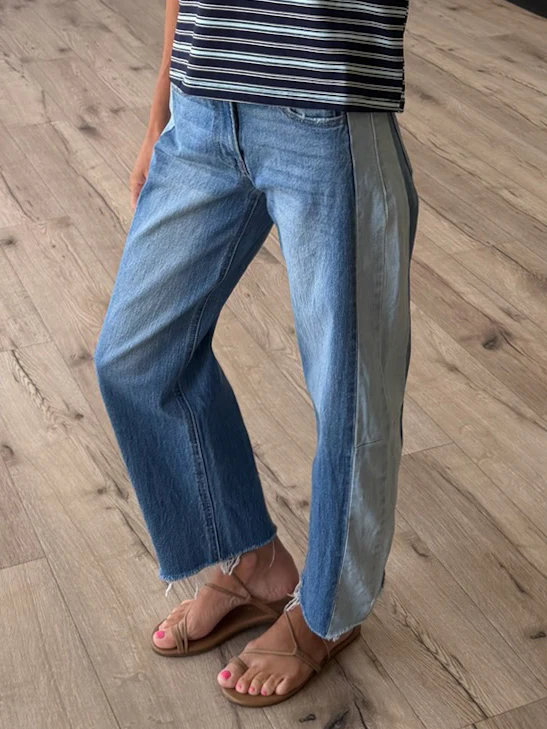 Dual Tone Barrel Jeans | RESTOCK - Image 6