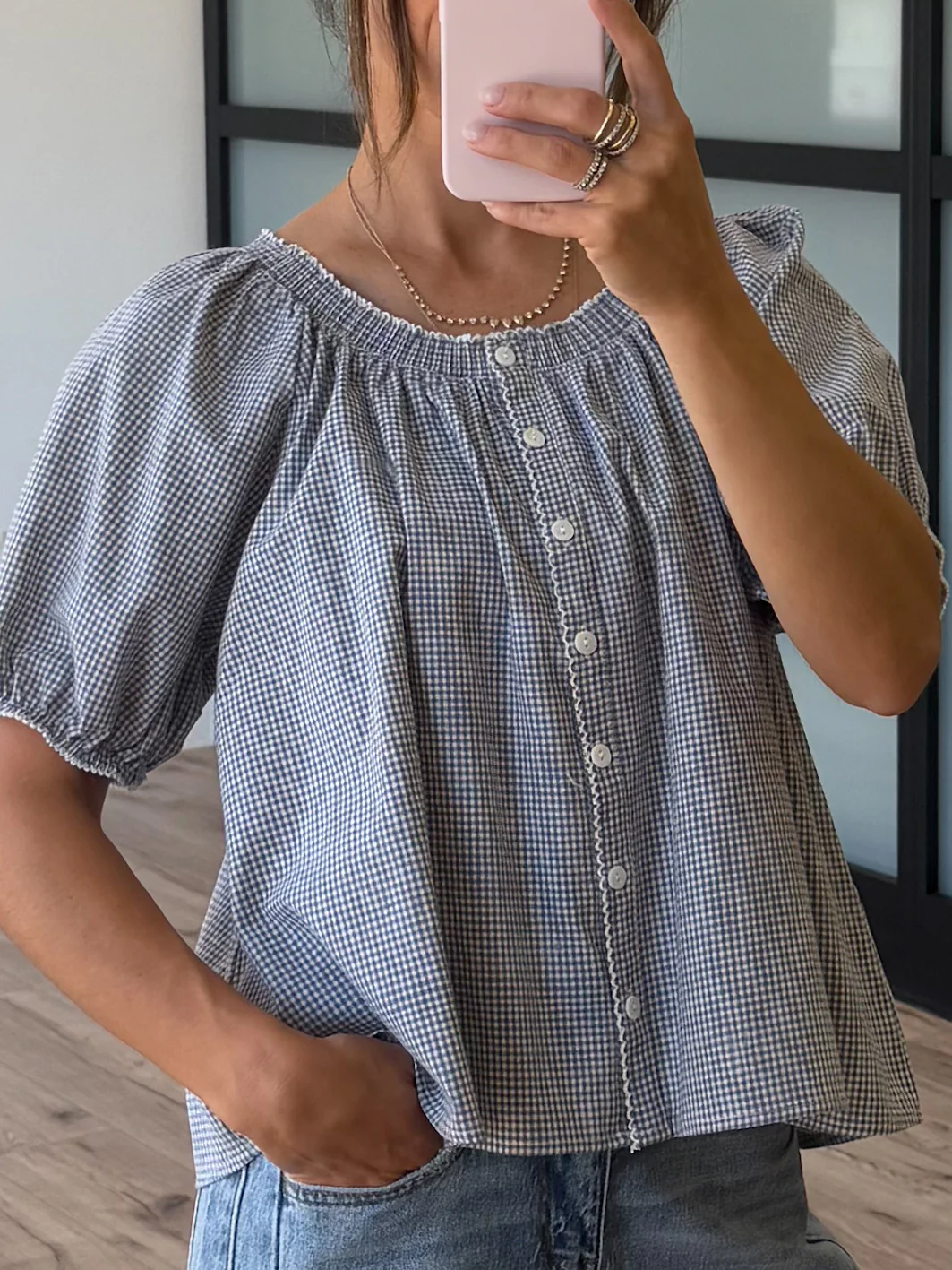 Dusty Delta Gingham Top + Scrunchie - Image 2