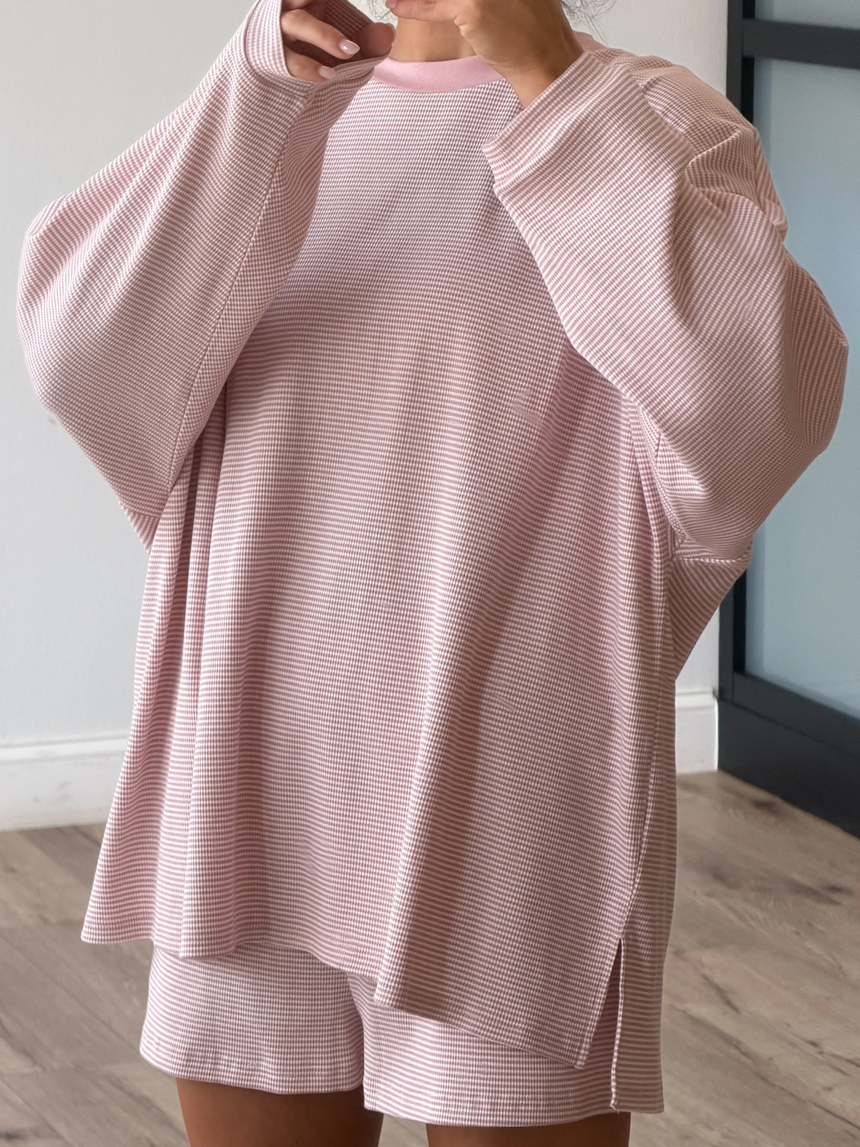 Easy Going Ribbed Stripe Pullover | Baby Pink - Image 5