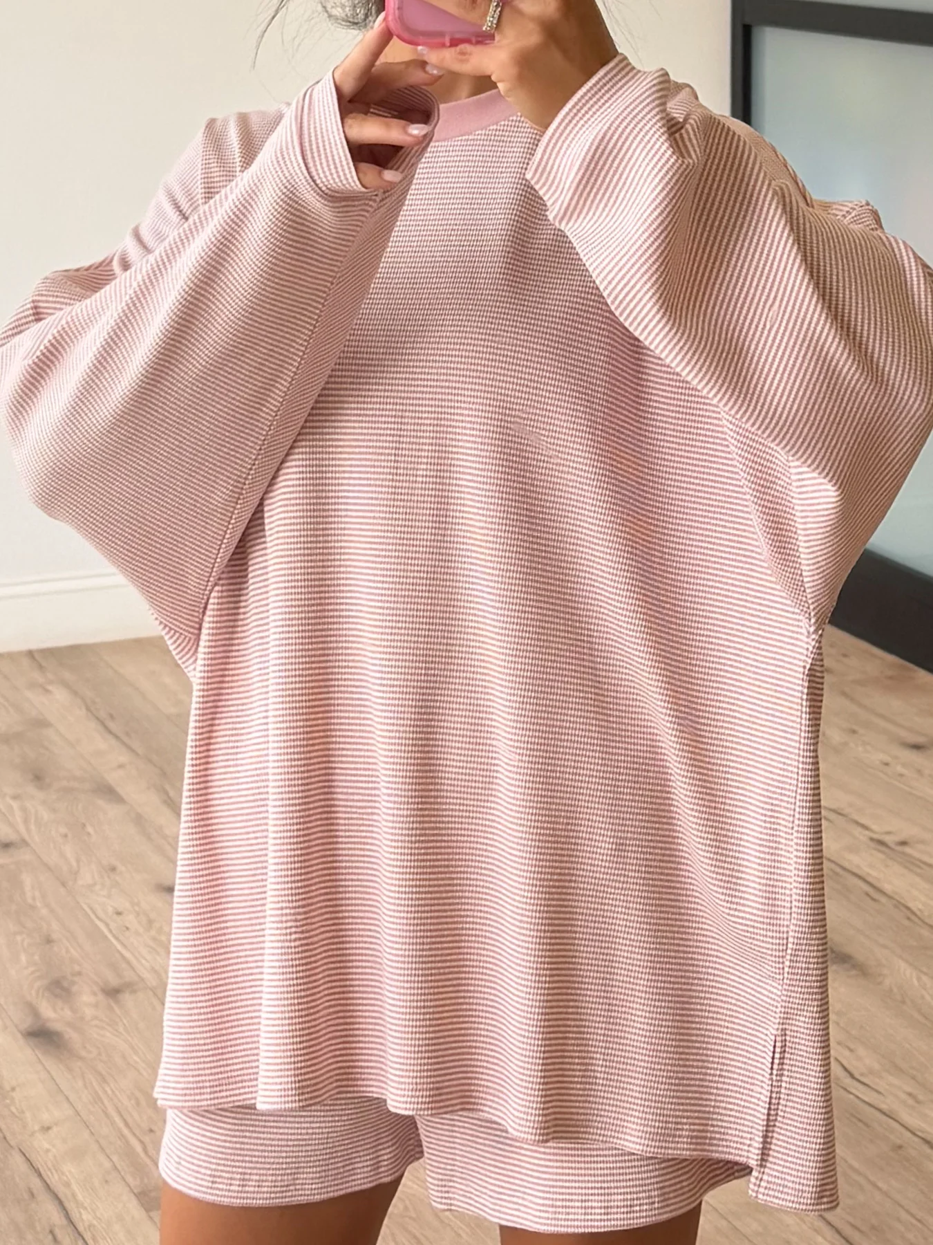 Easy Going Ribbed Stripe Pullover | Baby Pink - Image 6
