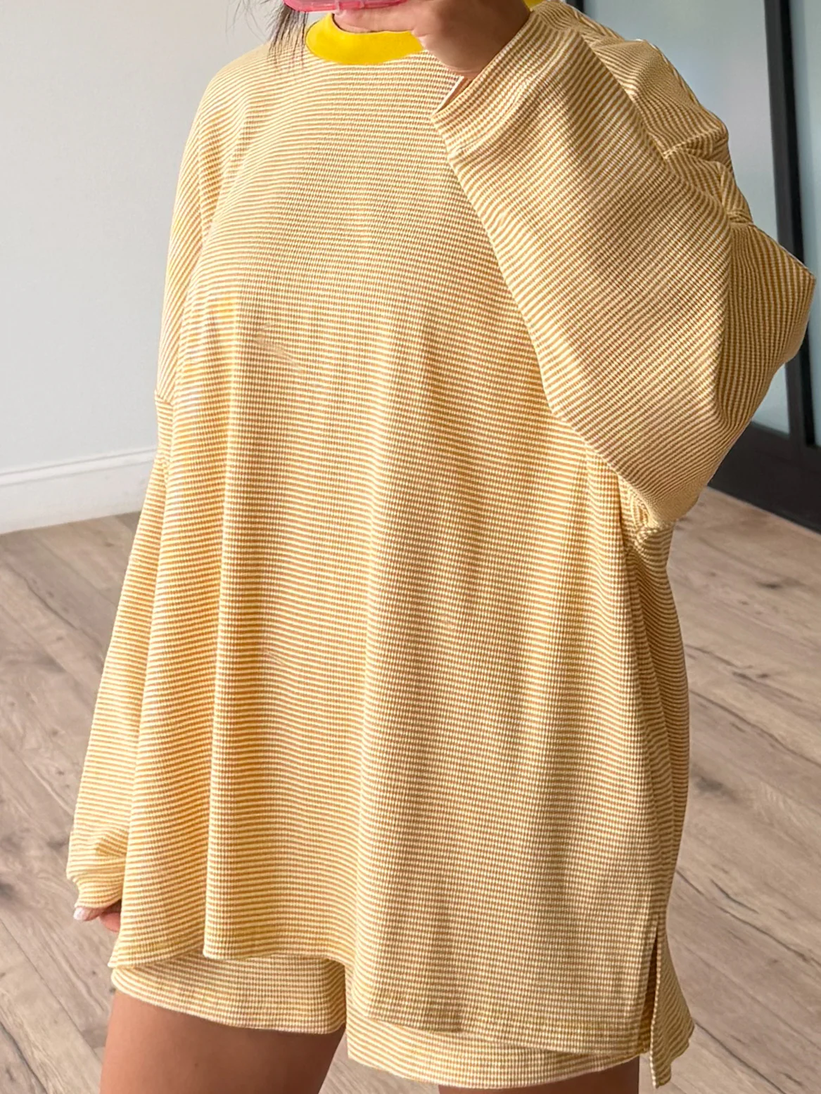 Easy Going Ribbed Stripe Pullover | Golden - Image 4