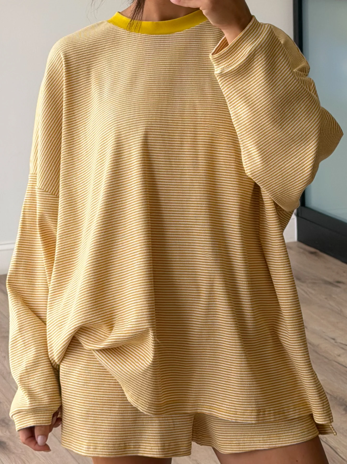 Easy Going Ribbed Stripe Pullover | Golden - Image 5