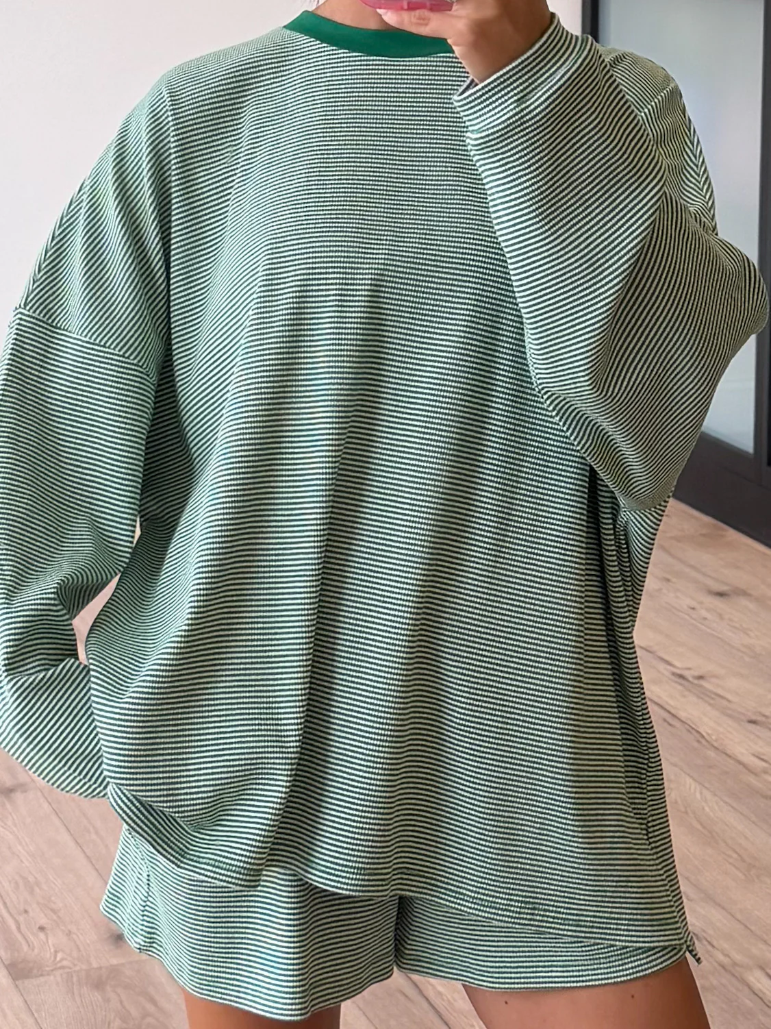 Easy Going Ribbed Stripe Pullover | Green - Image 5