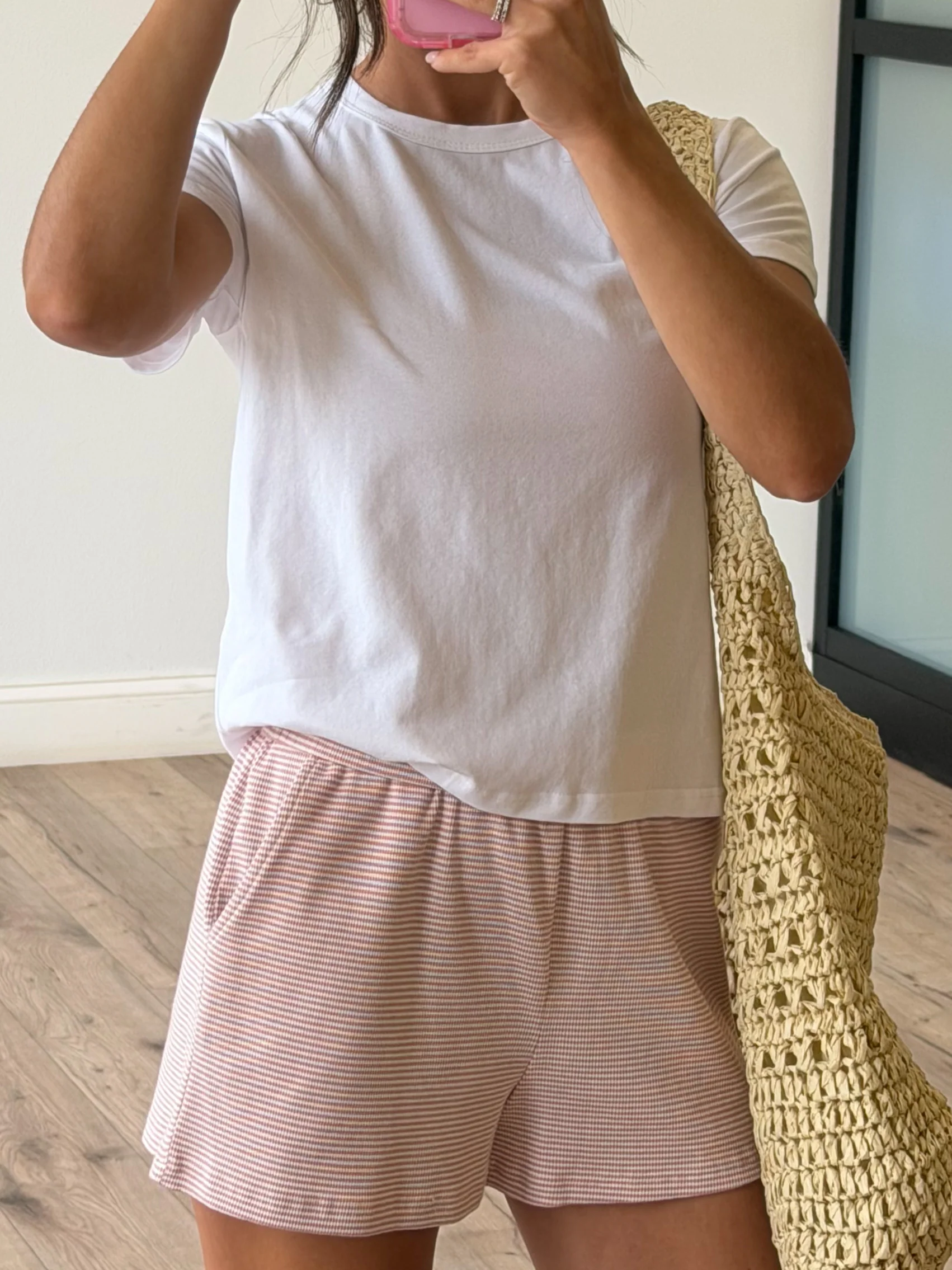 Easy Going Ribbed Stripe Shorts | Baby Pink - Image 3