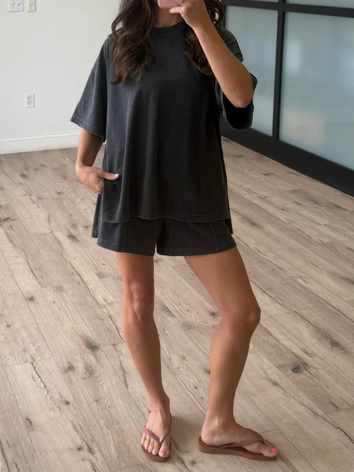 Field Day Tee + Shorts Set | Washed Black - Image 3
