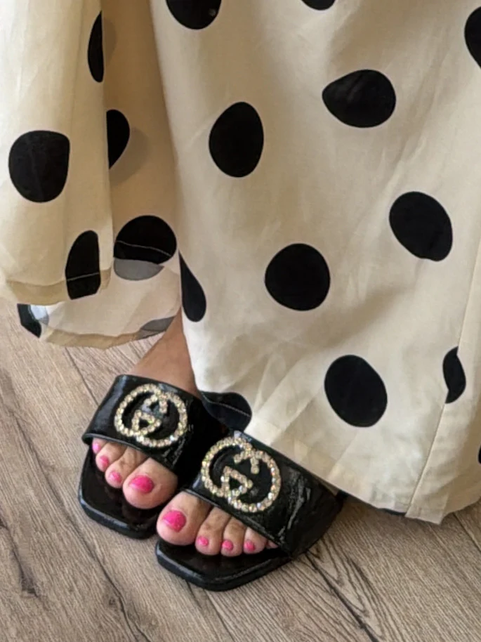 Firenze Embellished Slides | Black - Image 2