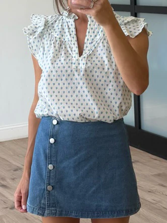Flutter Sleeve Blouse | Delft Bloom