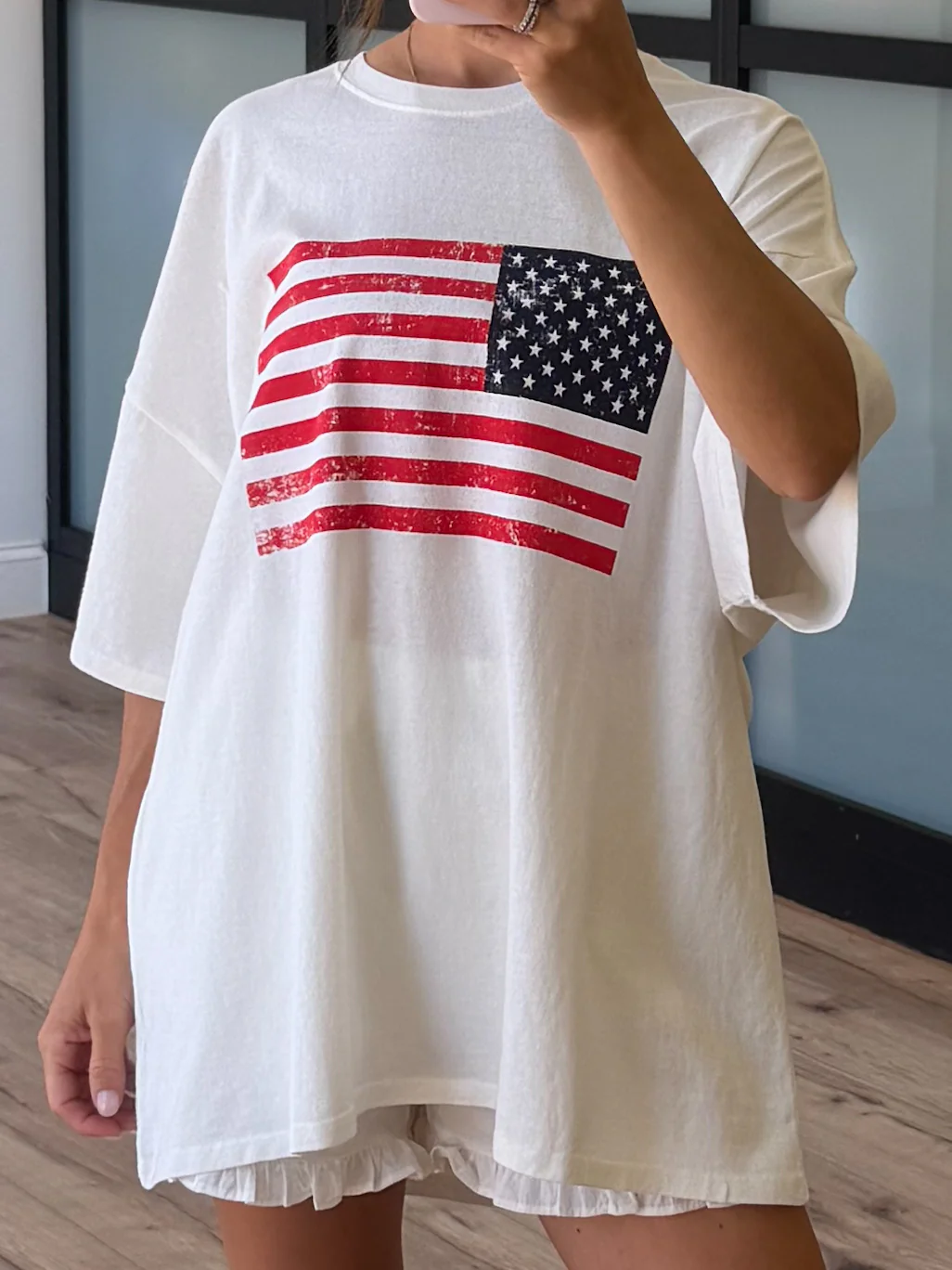 Freedom Flag Oversized Tee | White - Image 4