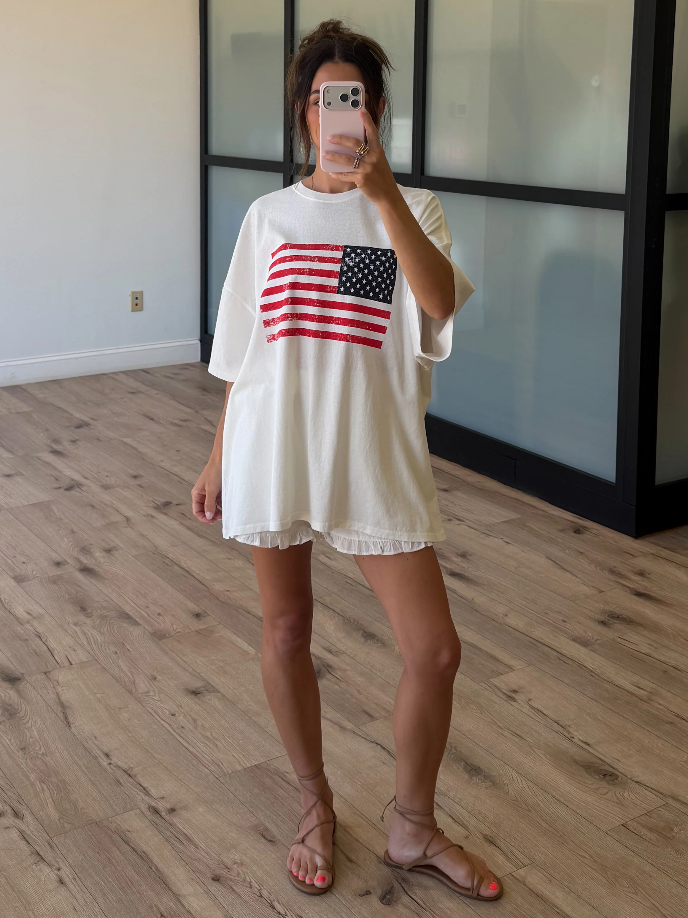 Freedom Flag Oversized Tee | White - Image 5
