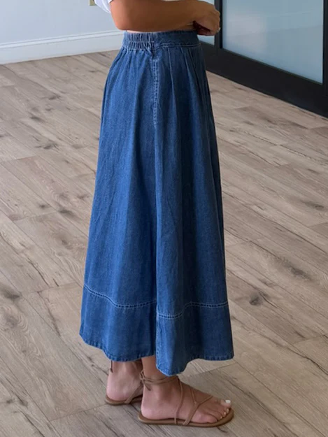Full Fade Denim Midi Skirt - Image 2