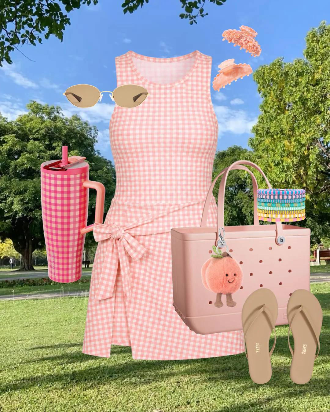 Gingham Active Wrap Romper | Blush - Image 7