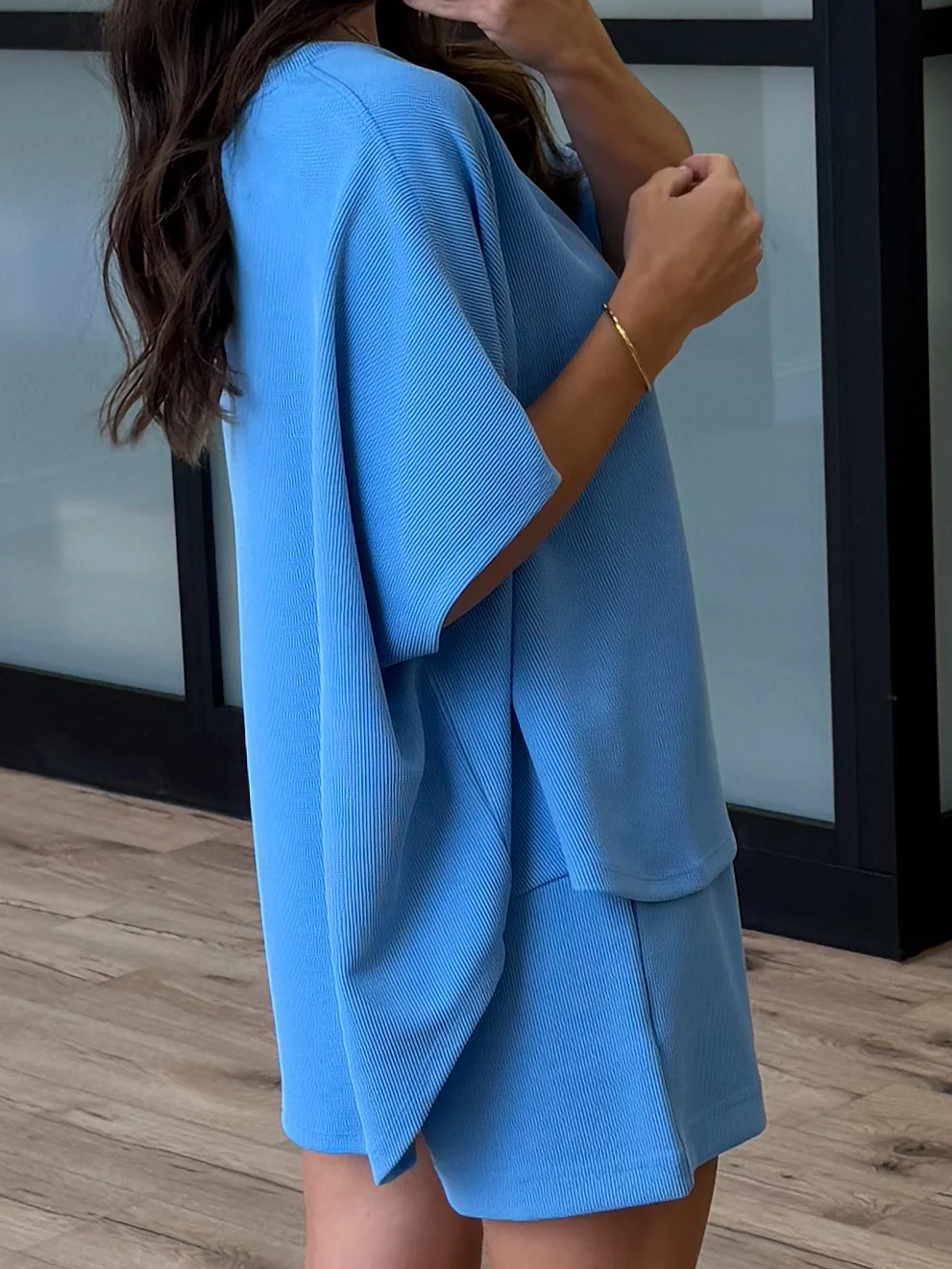 Halo Ribbed Lounge Shorts | Sky Blue - Image 4
