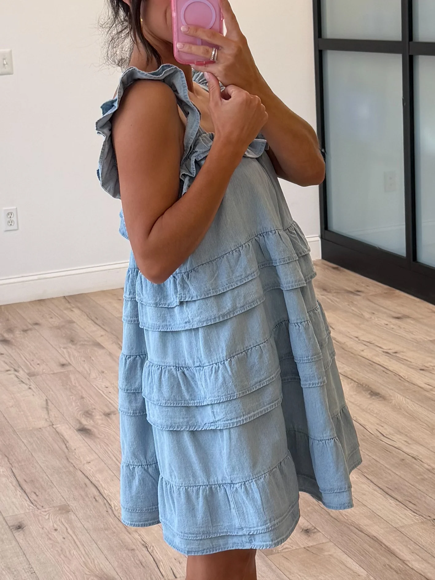 Harper Ruffle Tiered Denim Dress | Light Wash - Image 3