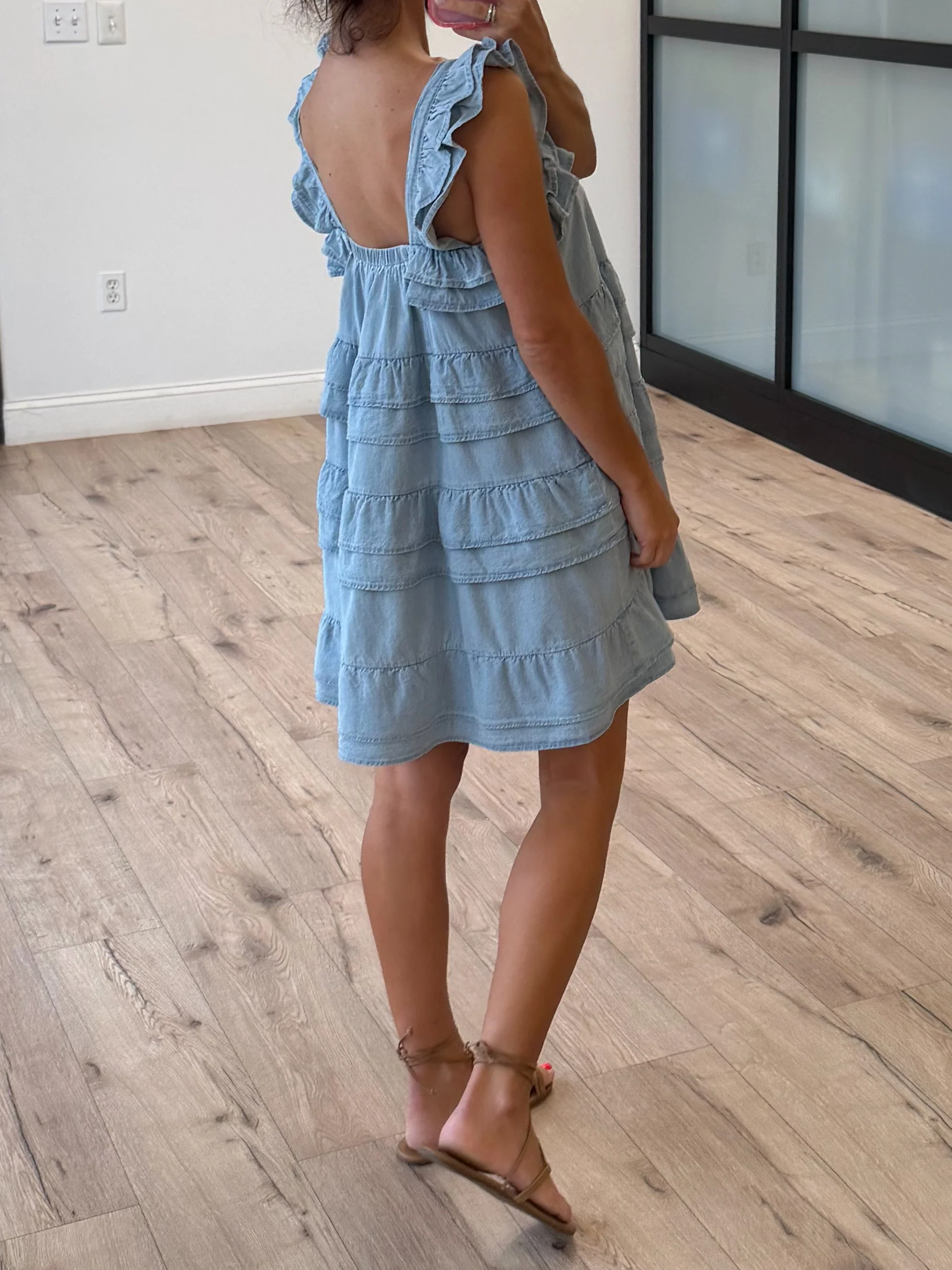 Harper Ruffle Tiered Denim Dress | Light Wash - Image 4