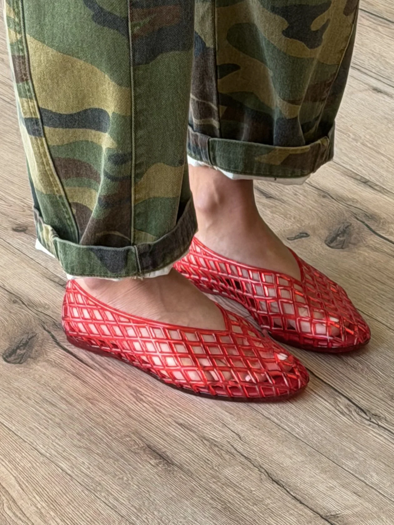 Jelly Mesh Ballet Flats | Cherry