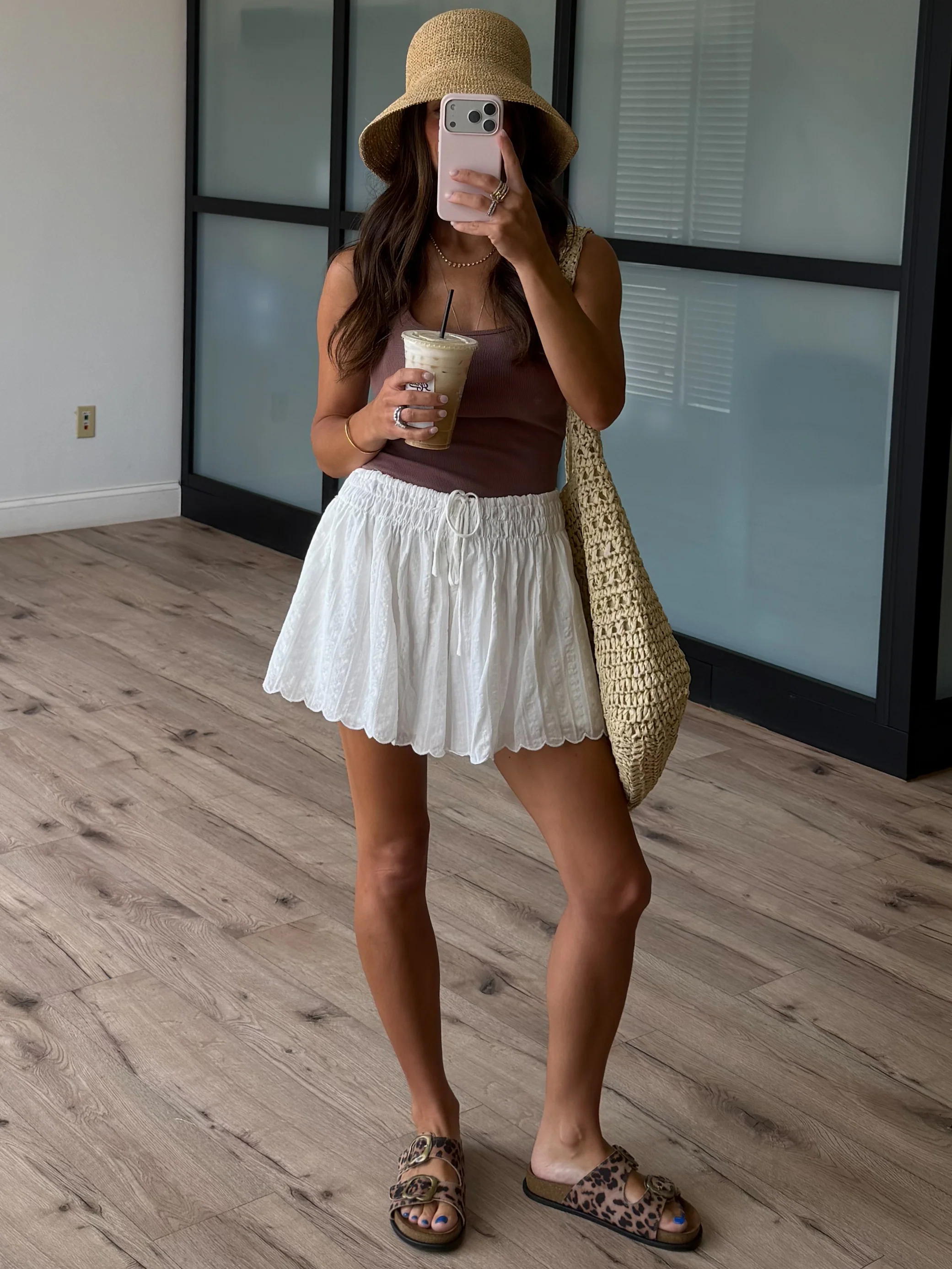 Cotton Scallop Hem Shorts