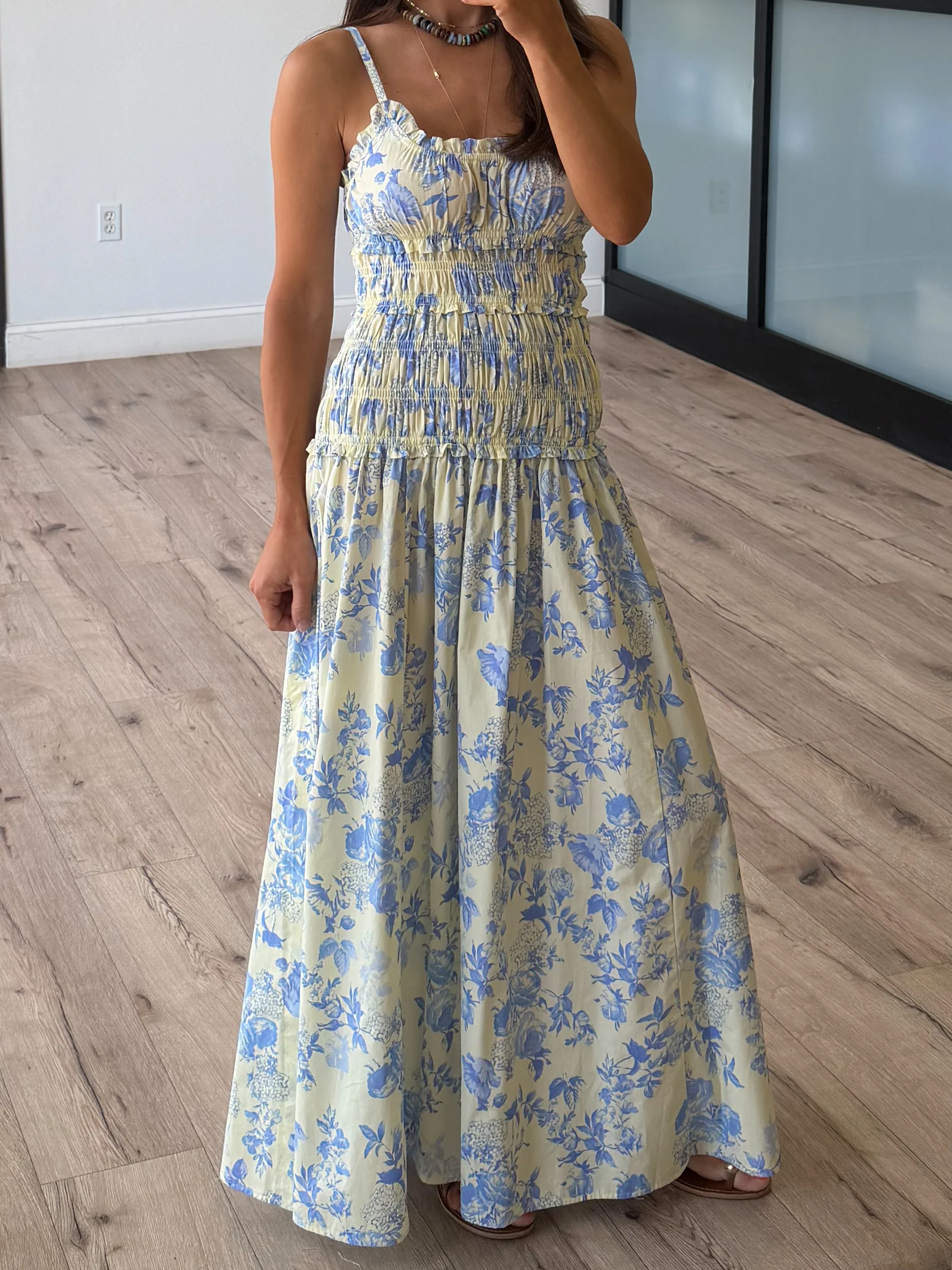 Juliette Smocked Maxi Dress | Blue Haze