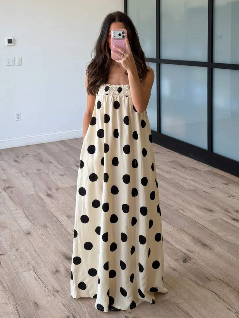Kaci Polka Dot Maxi Dress | Cream - Image 2