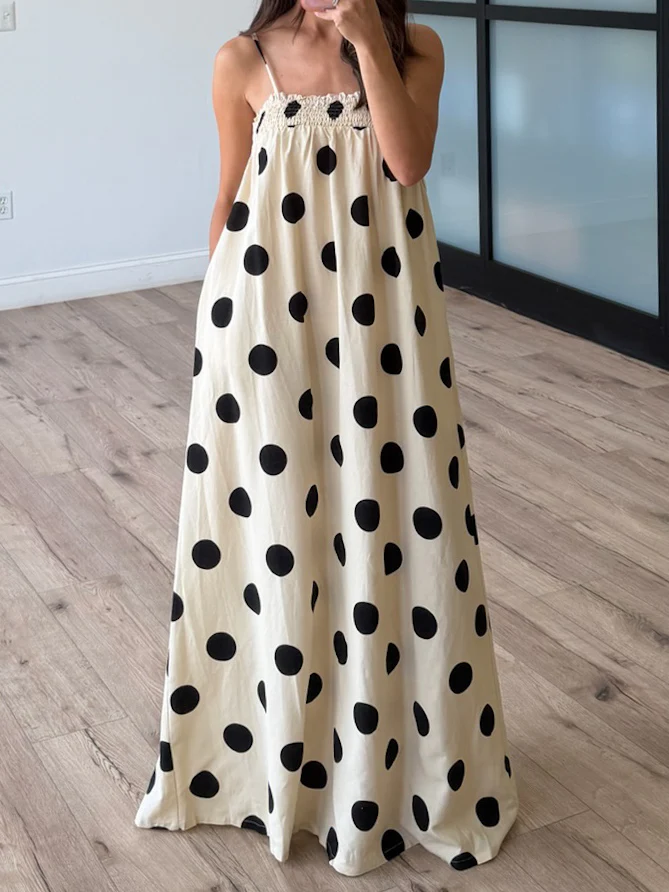 Kaci Polka Dot Maxi Dress | Cream - Image 3